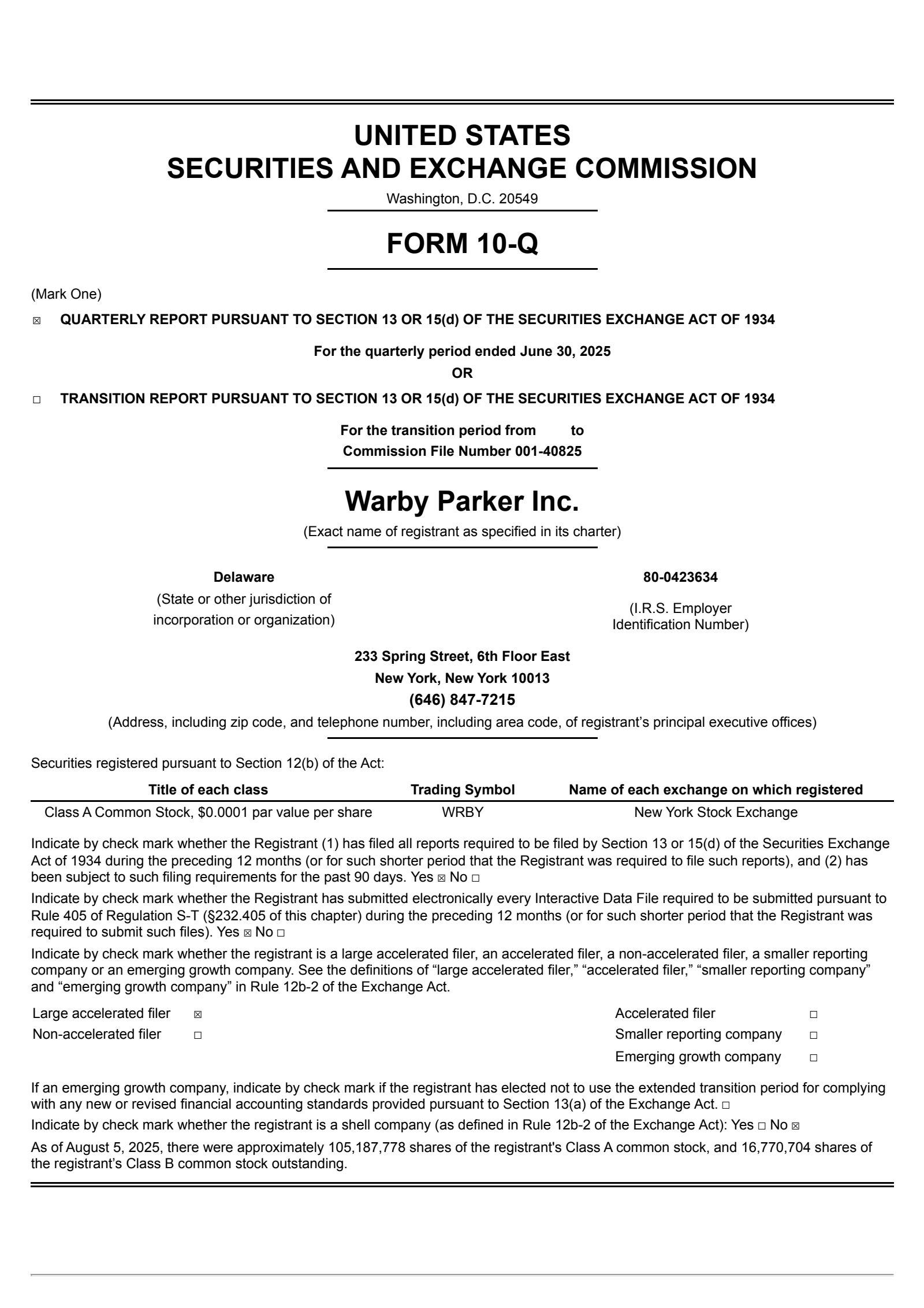 Warby Parker's Q2 2025 Quarterly report