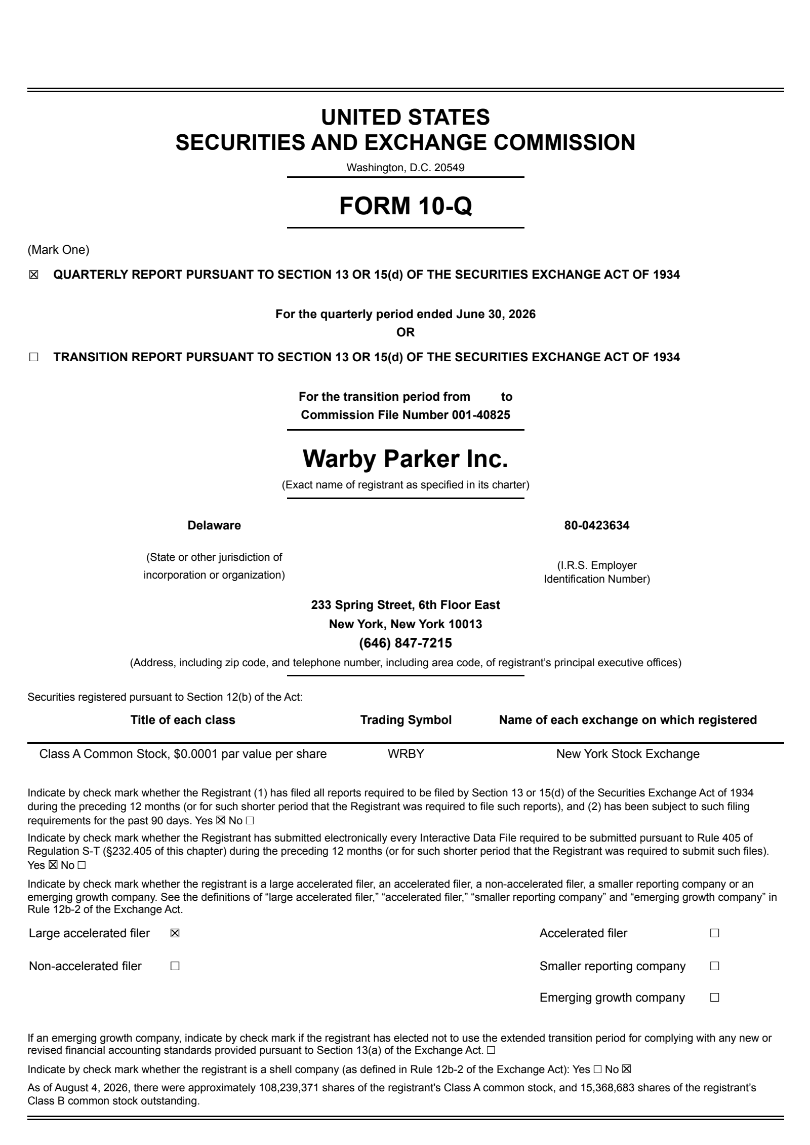 Warby Parker's Q2 2026 Quarterly report