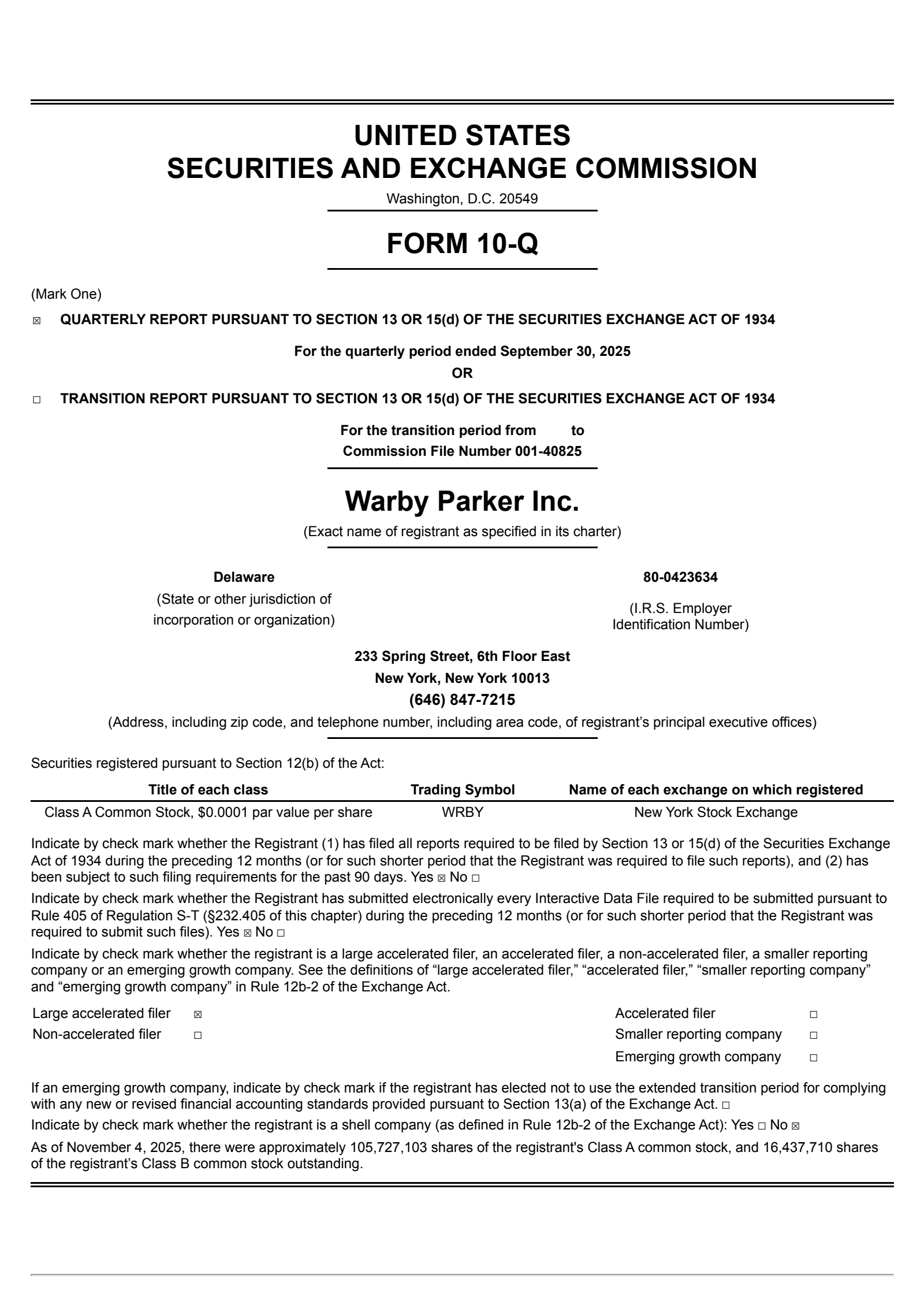 Warby Parker's Q3 2025 Quarterly Report