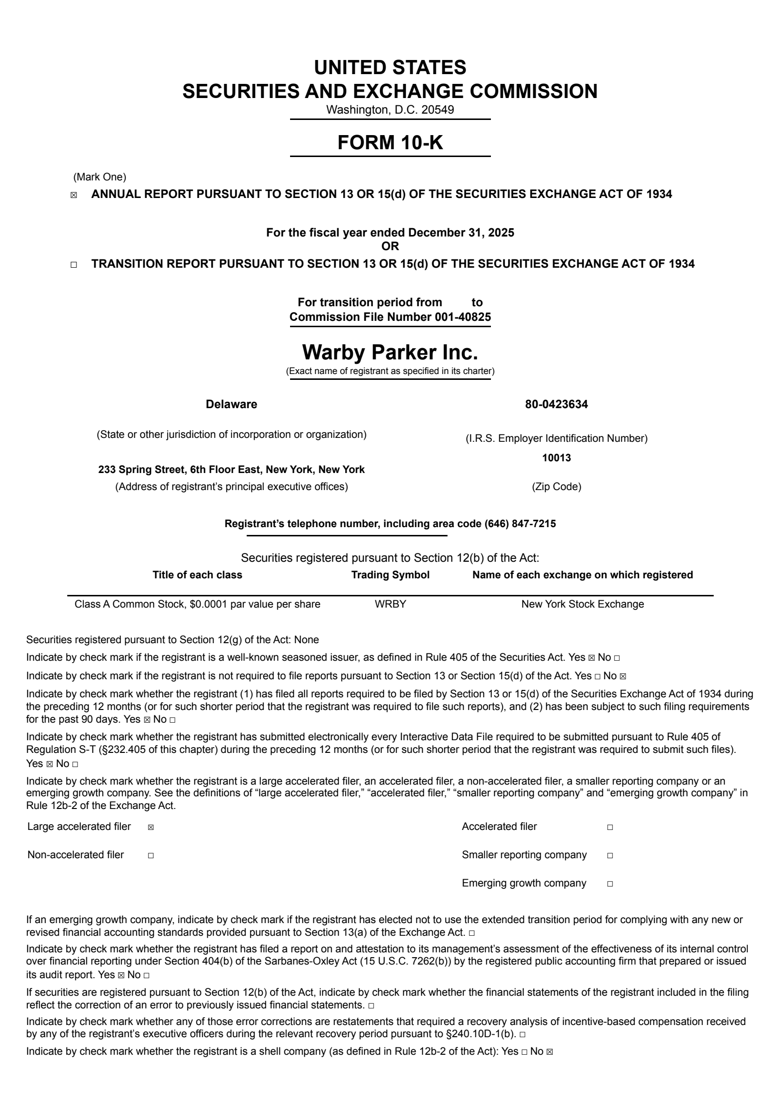 Warby Parker's Q4 2025 Annual report