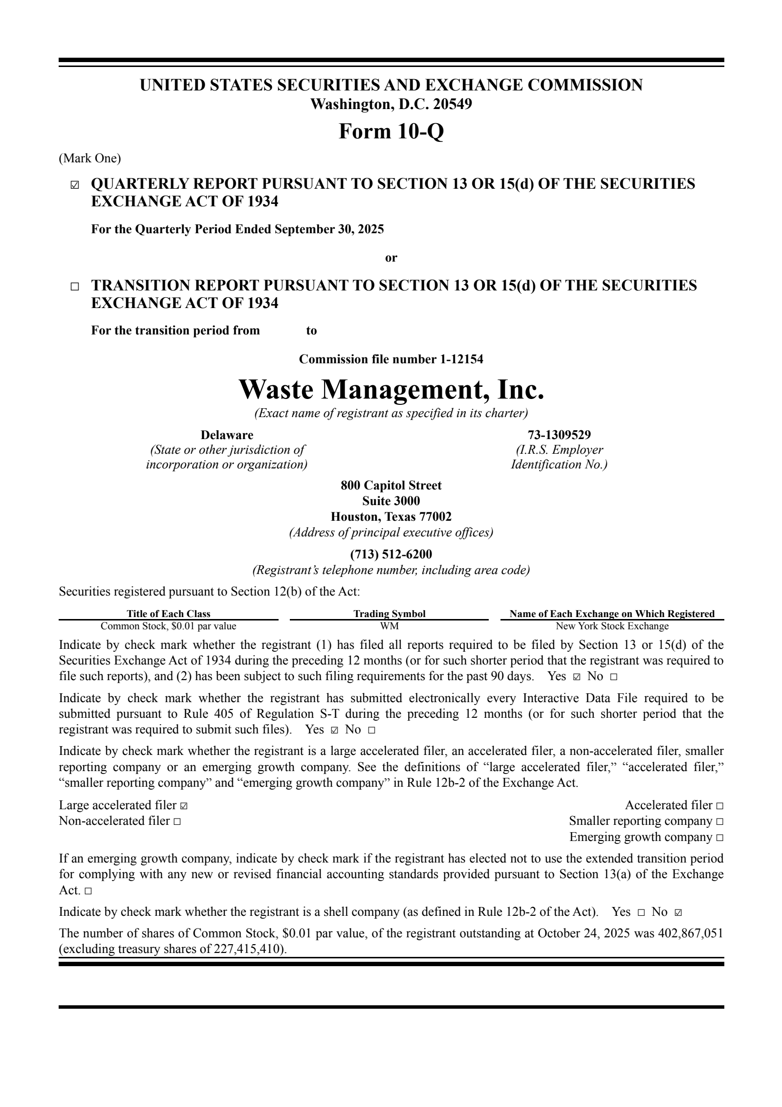 Waste Management's Q3 2025 Quarterly Report