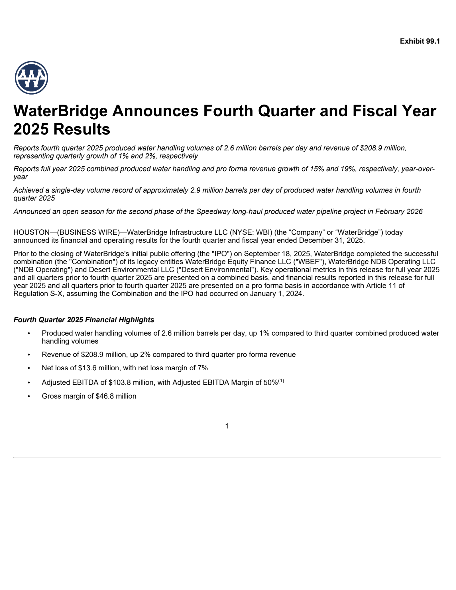 WBI's Q4 2025 Press Release