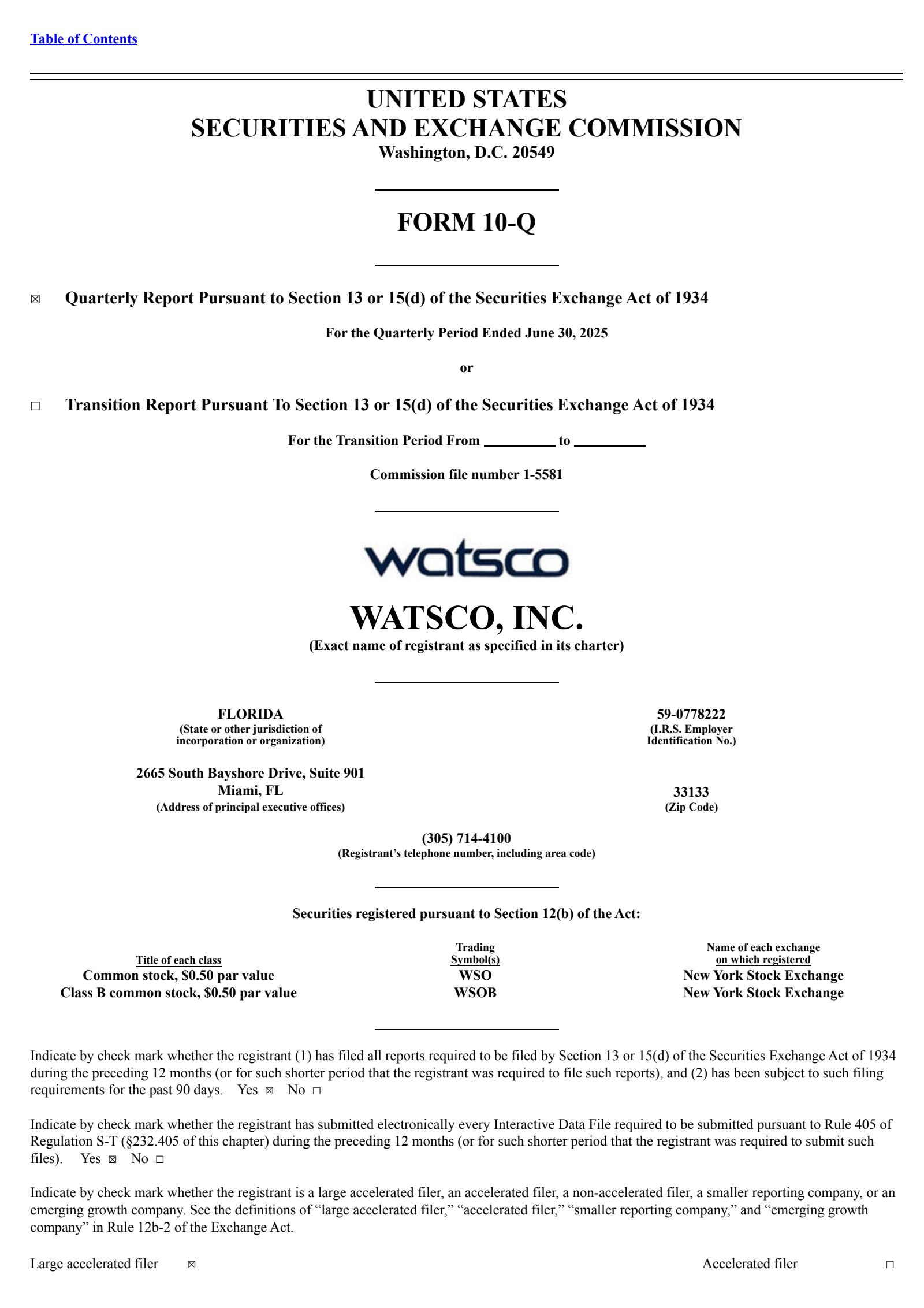 Watsco's Q2 2025 Quarterly report