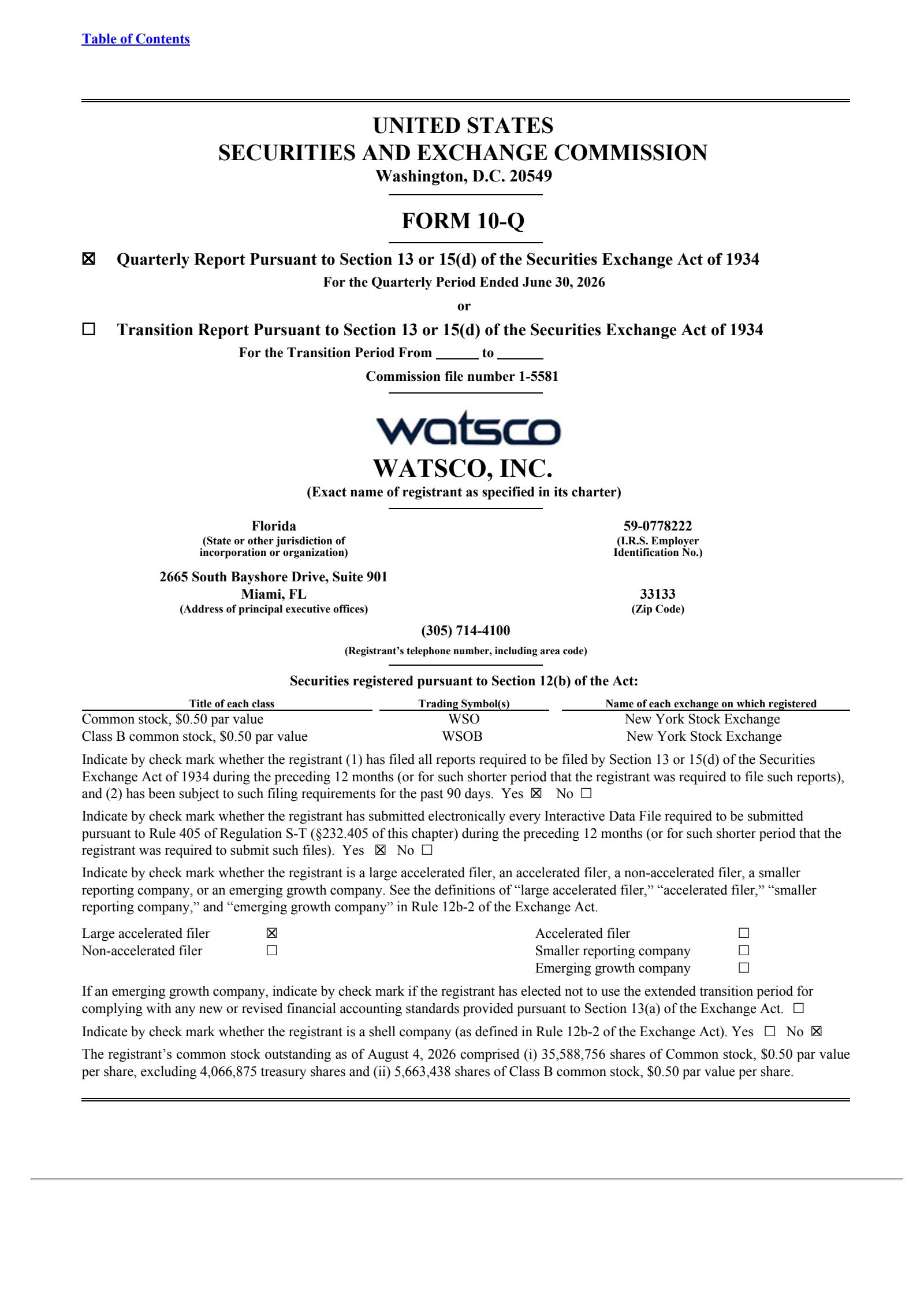 Watsco's Q2 2026 Quarterly report