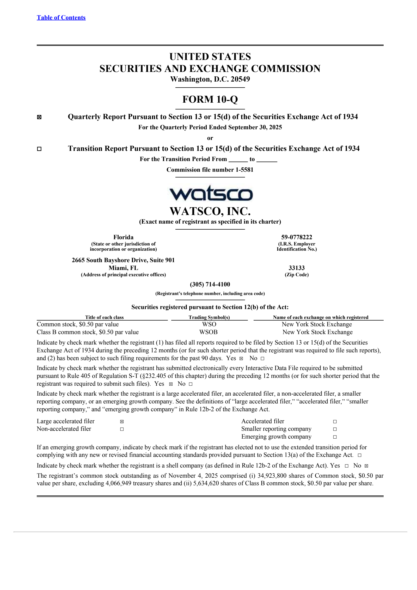Watsco's Q3 2025 Quarterly Report