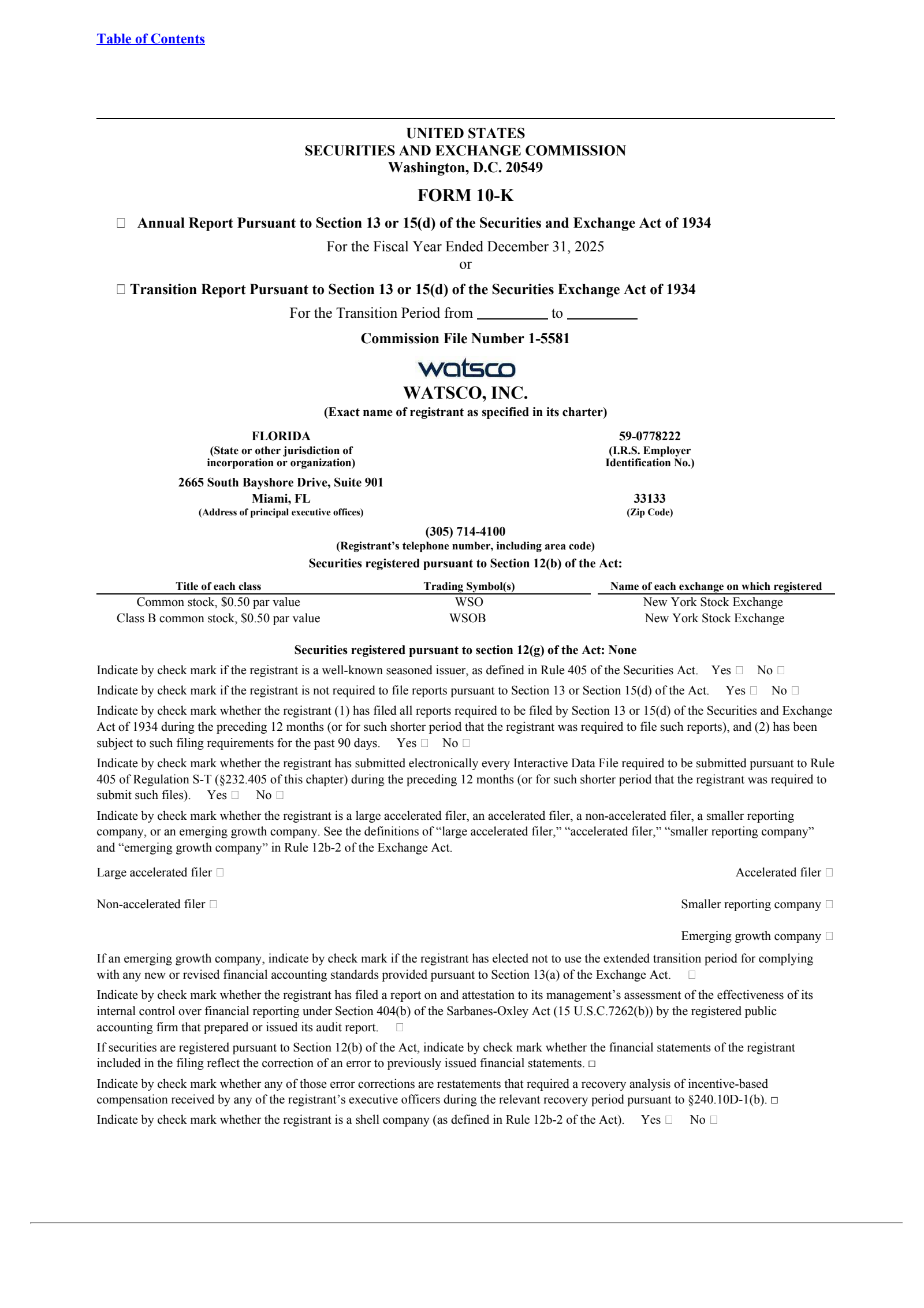 Watsco's Q4 2025 Annual report