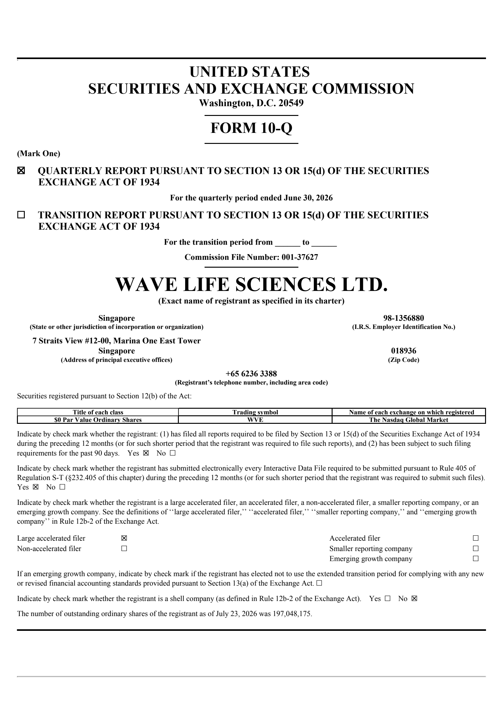 WAVE Life Sciences' Q2 2026 Quarterly report