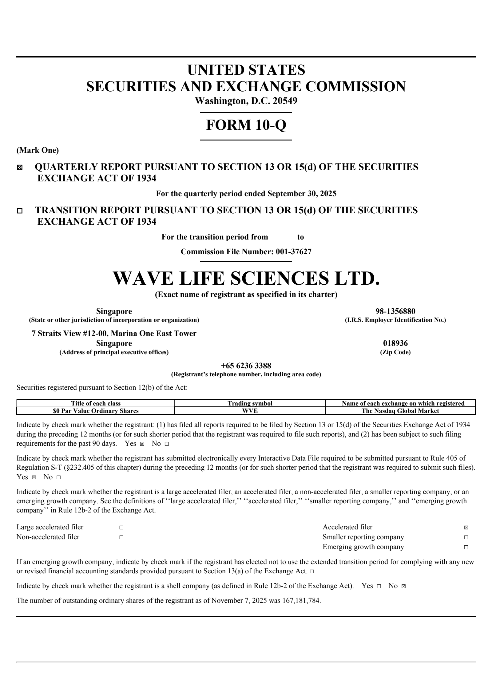 WAVE Life Sciences' Q3 2025 Quarterly Report