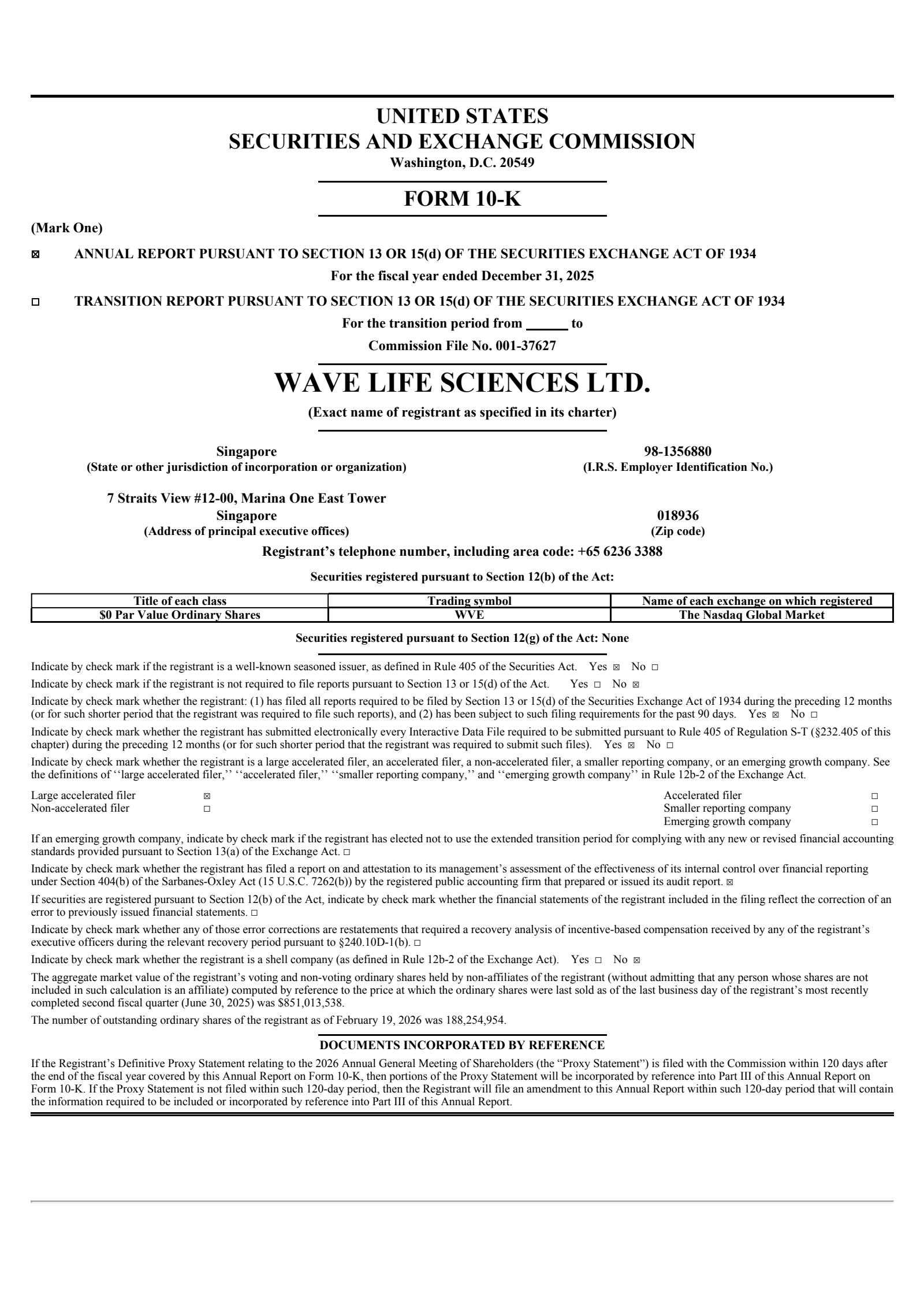 WAVE Life Sciences' Q4 2025 Annual report