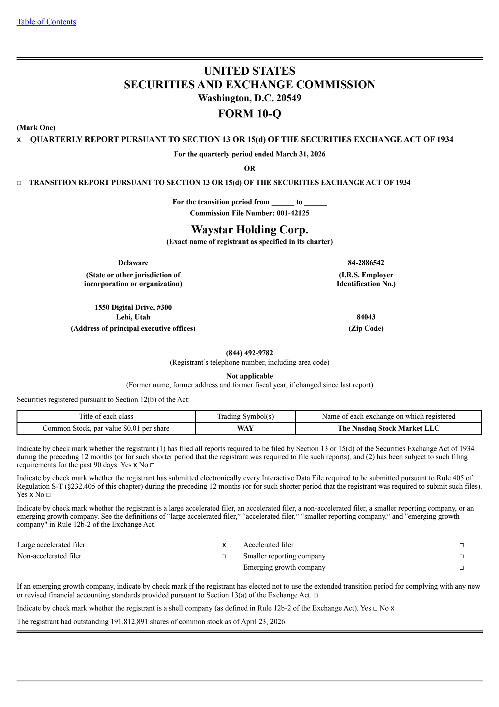Waystar's Q1 2026 Quarterly report