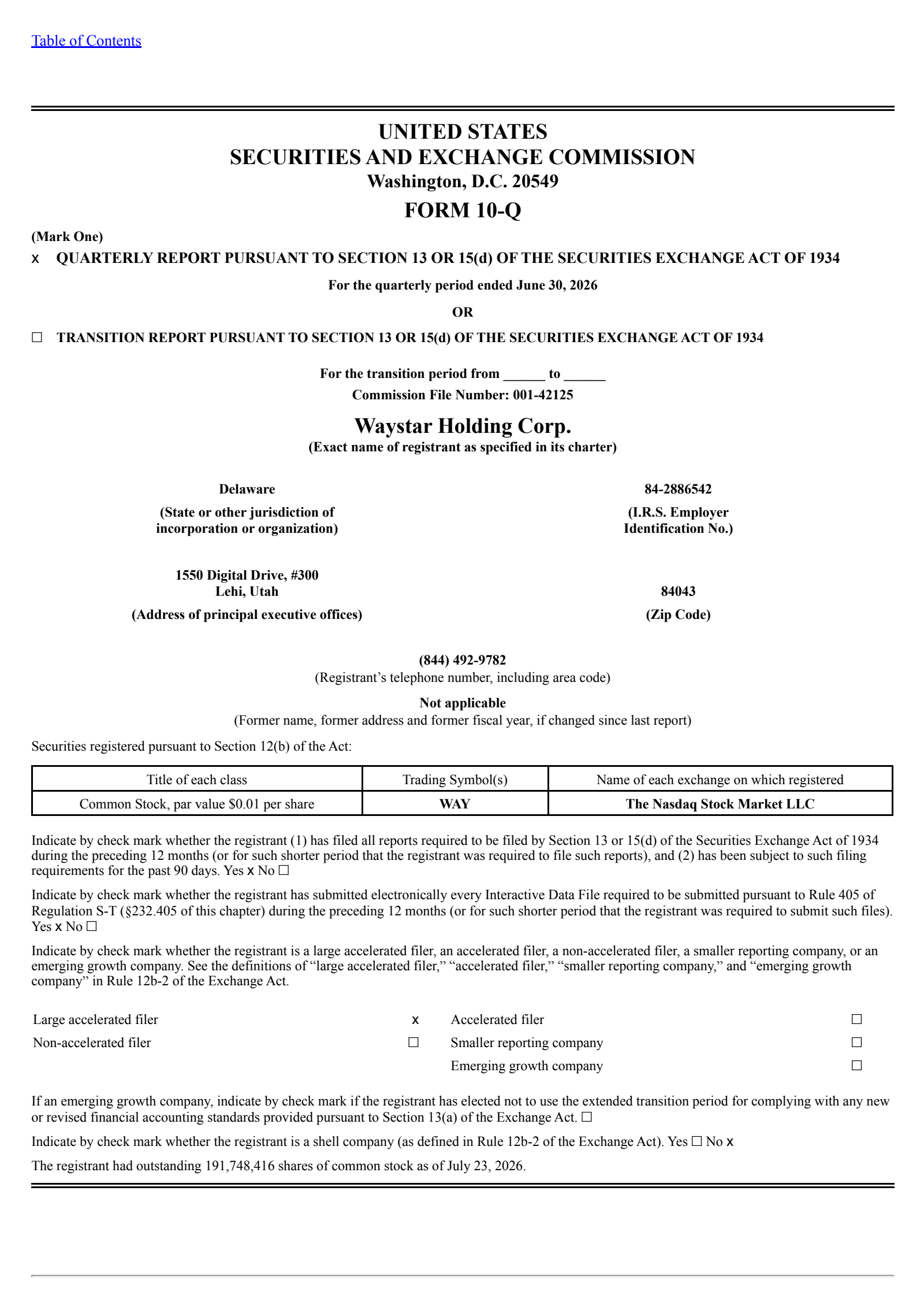 Waystar's Q2 2026 Quarterly report