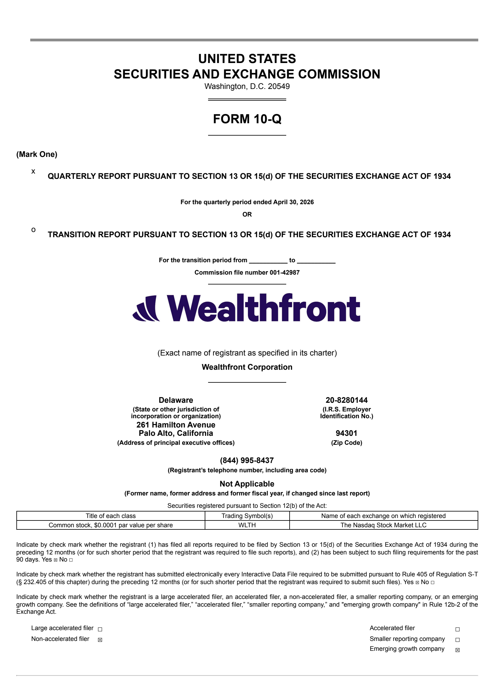 Wealthfront's Q1 2027 Quarterly report