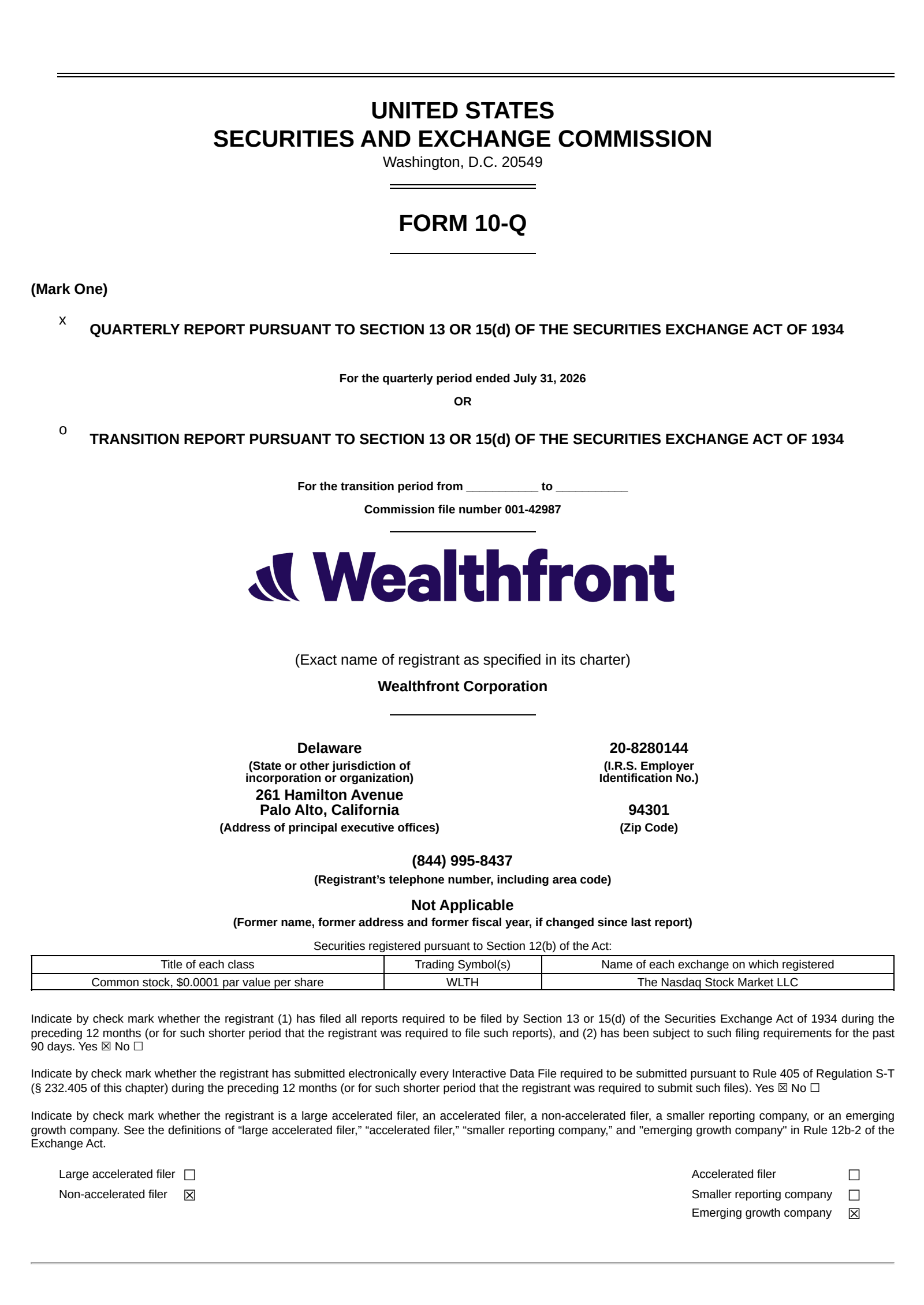 Wealthfront's Q2 2027 Quarterly report