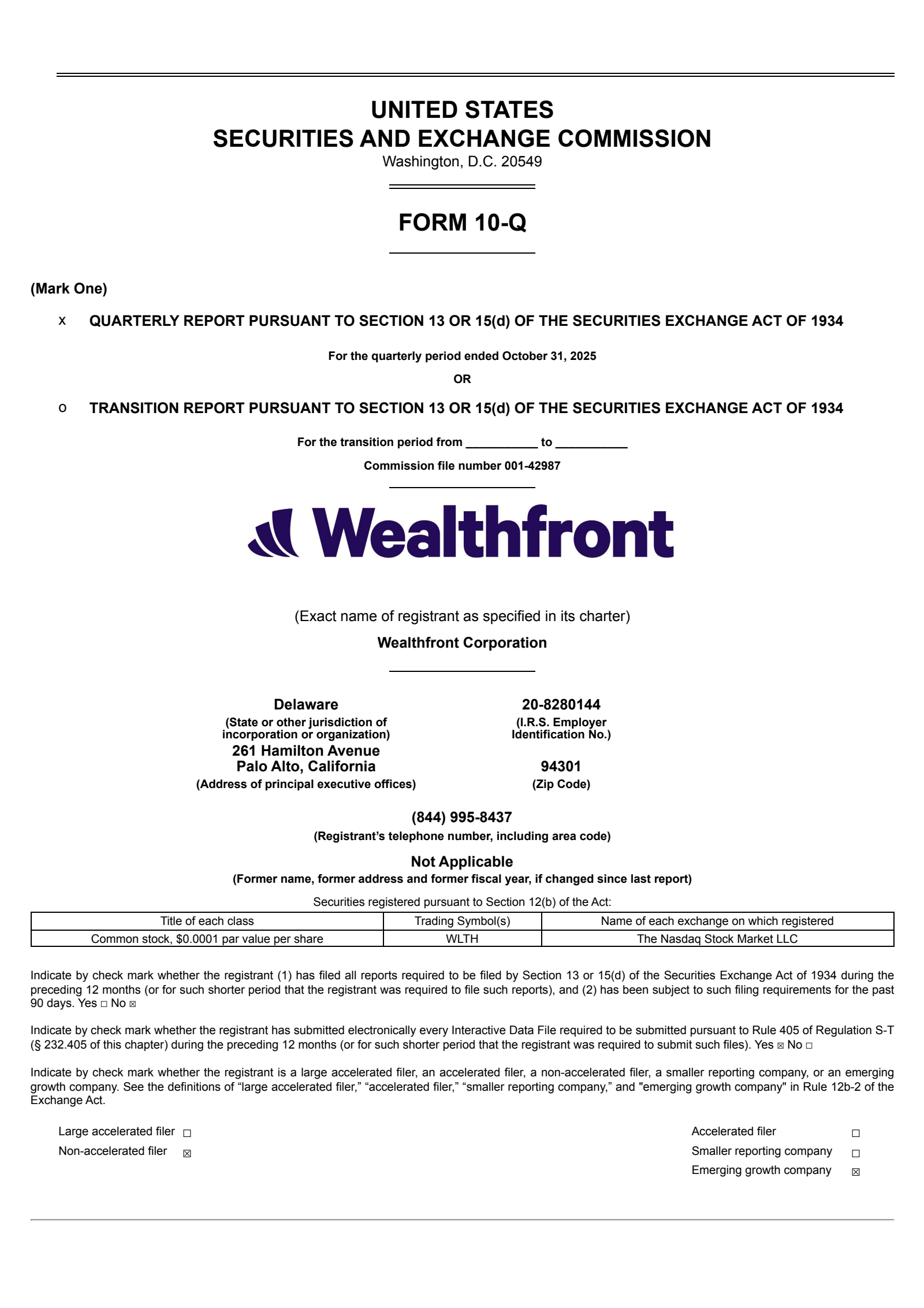 Wealthfront's Q3 2026 Quarterly report