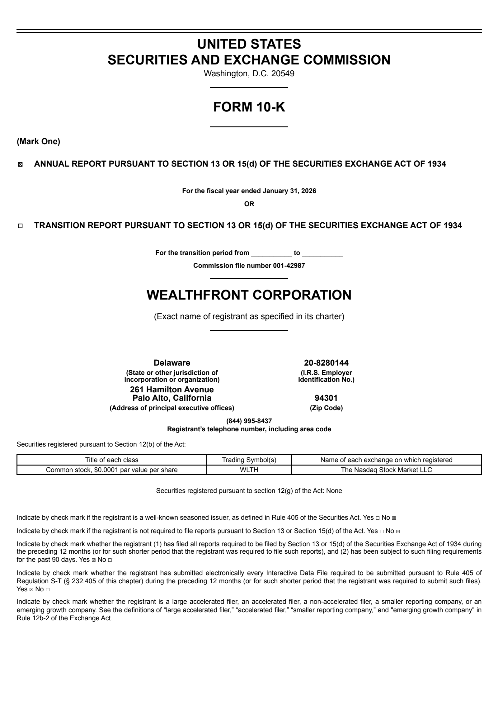 Wealthfront's Q4 2026 Annual report