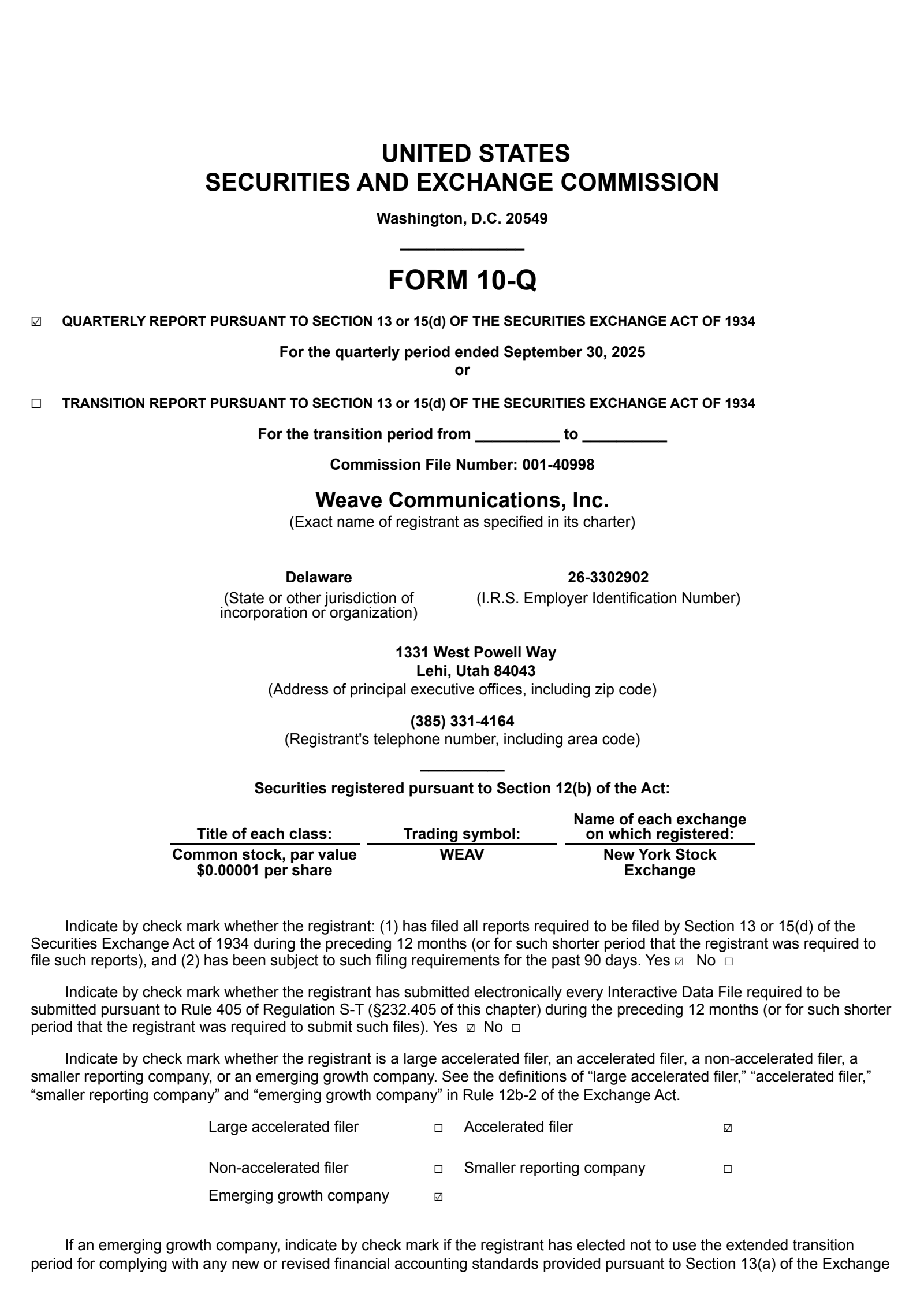 Weave Communications' Q3 2025 Quarterly Report