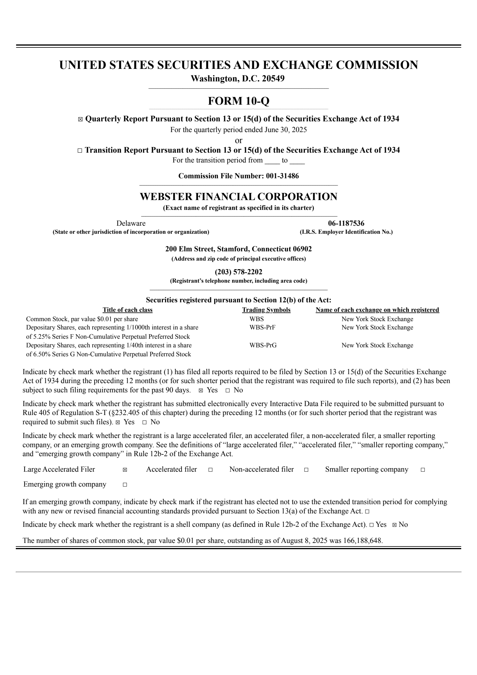 Webster Financial's Q2 2025 Quarterly report