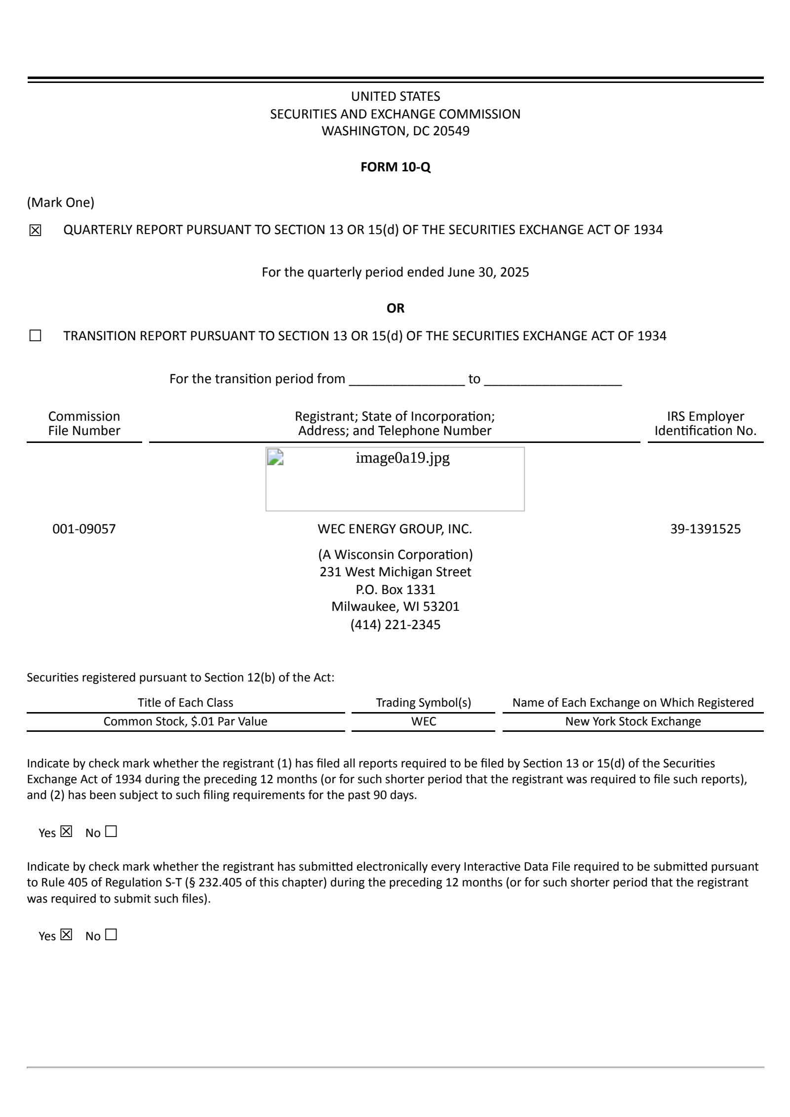 WEC Energy Group's Q2 2025 Quarterly report