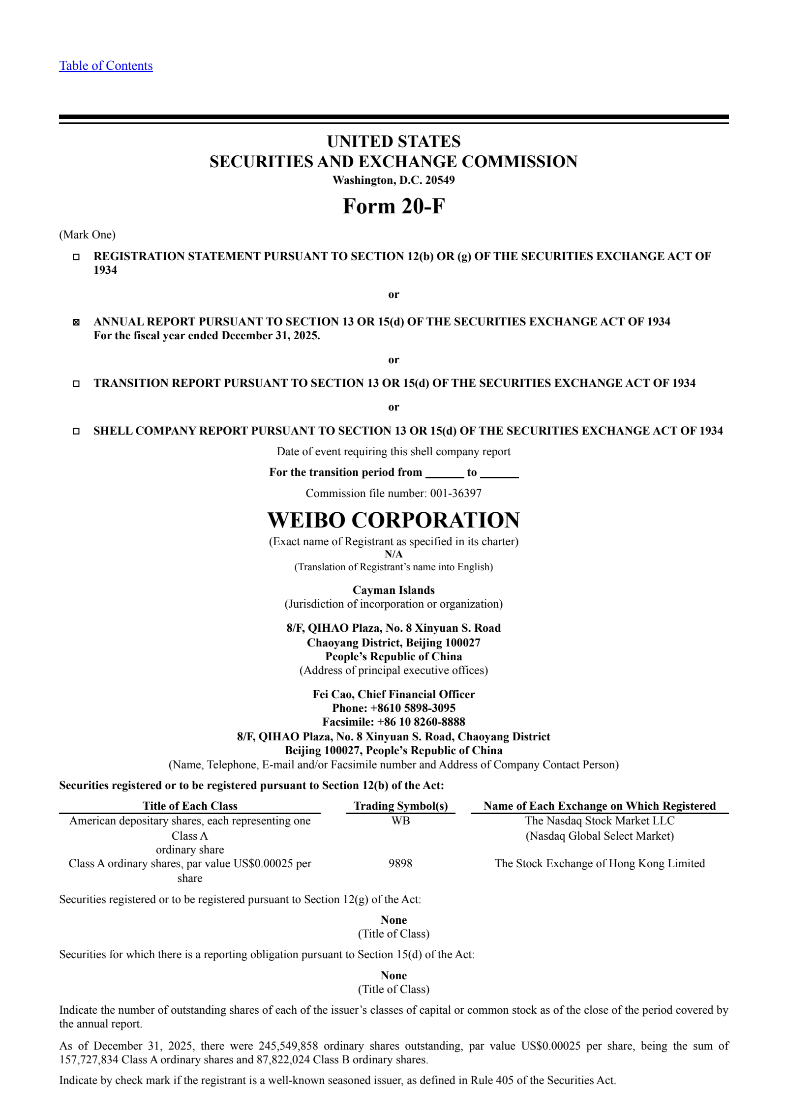 Weibo's Q4 2025 Annual report