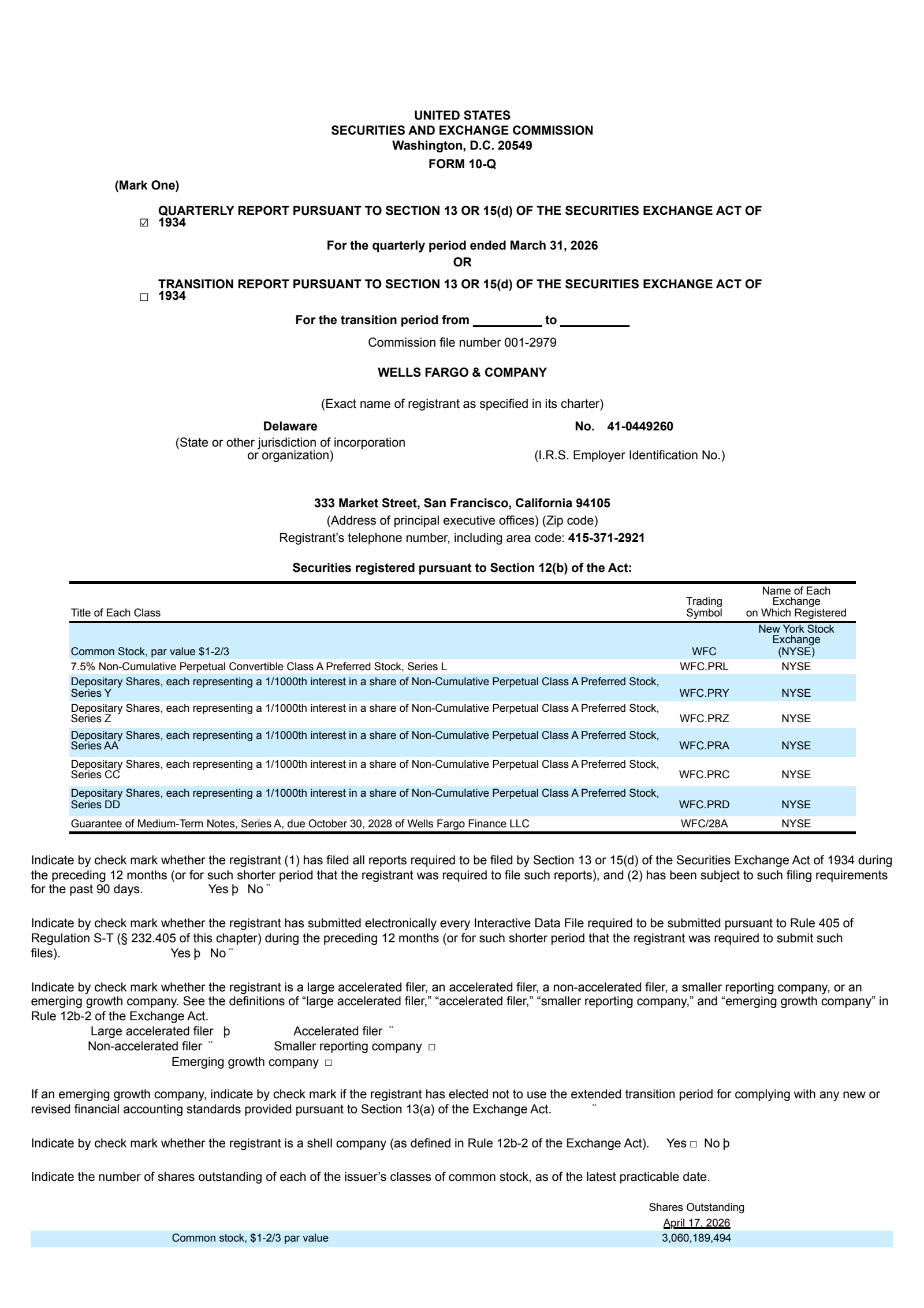Wells Fargo & Company's Q1 2026 Quarterly report