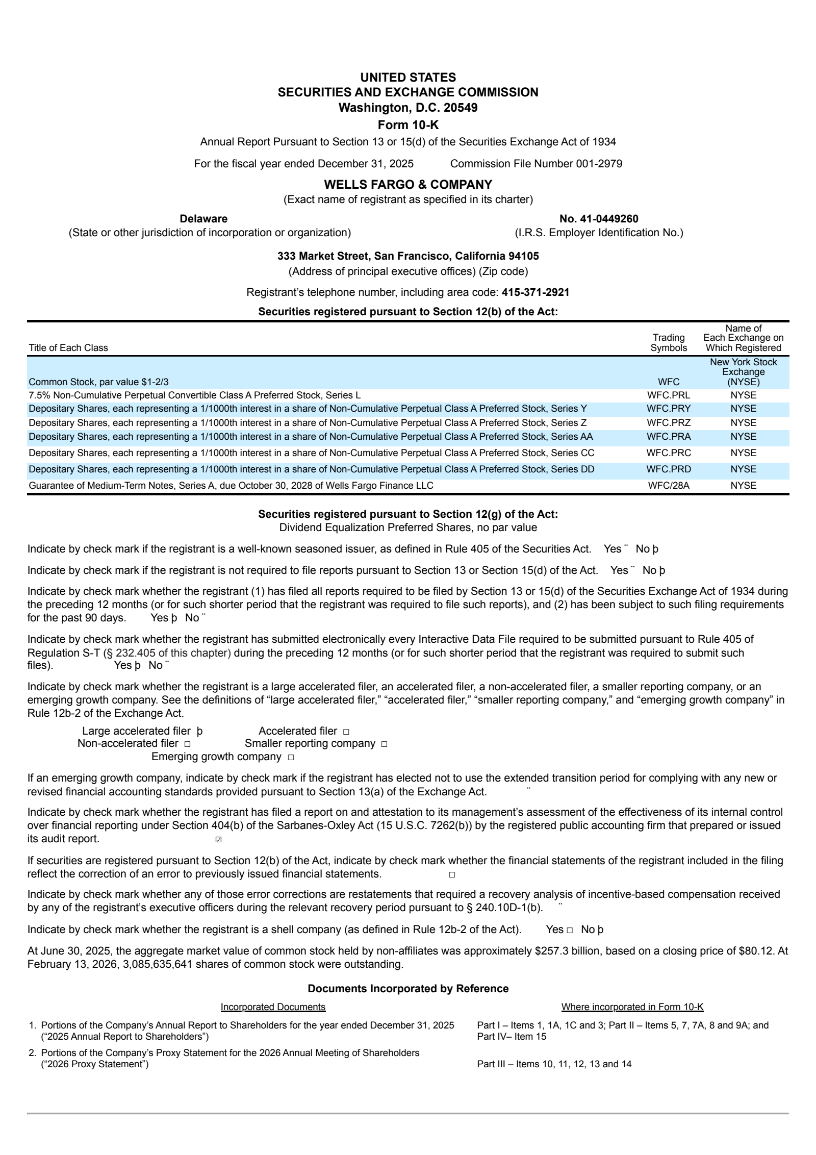 Wells Fargo & Company's Q4 2025 Annual report
