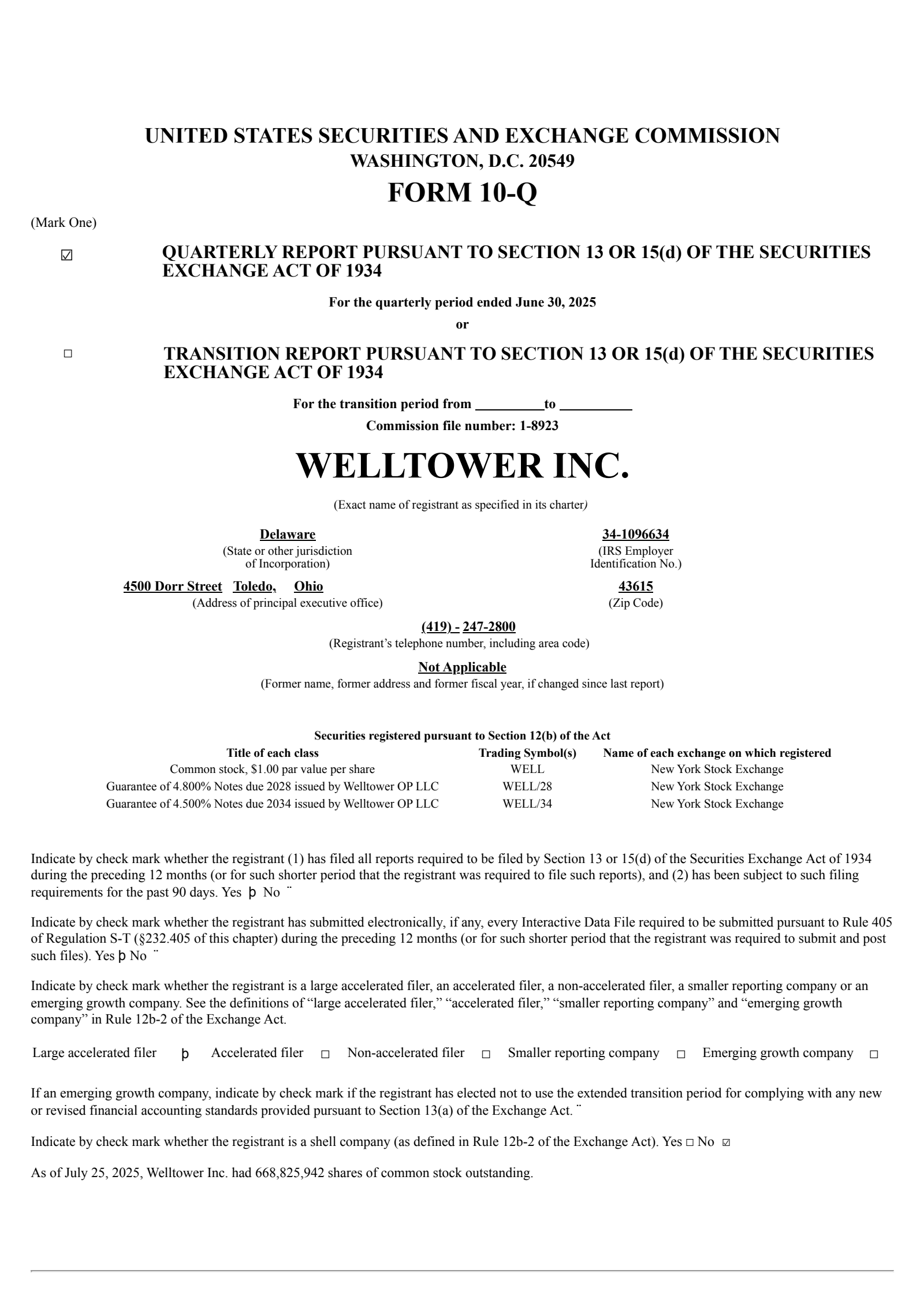 Welltower's Q2 2025 Quarterly report