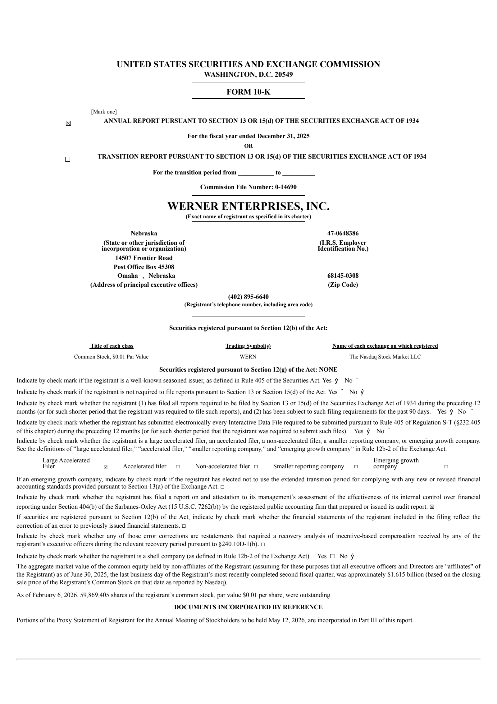Werner Enterprises' Q4 2025 Annual report