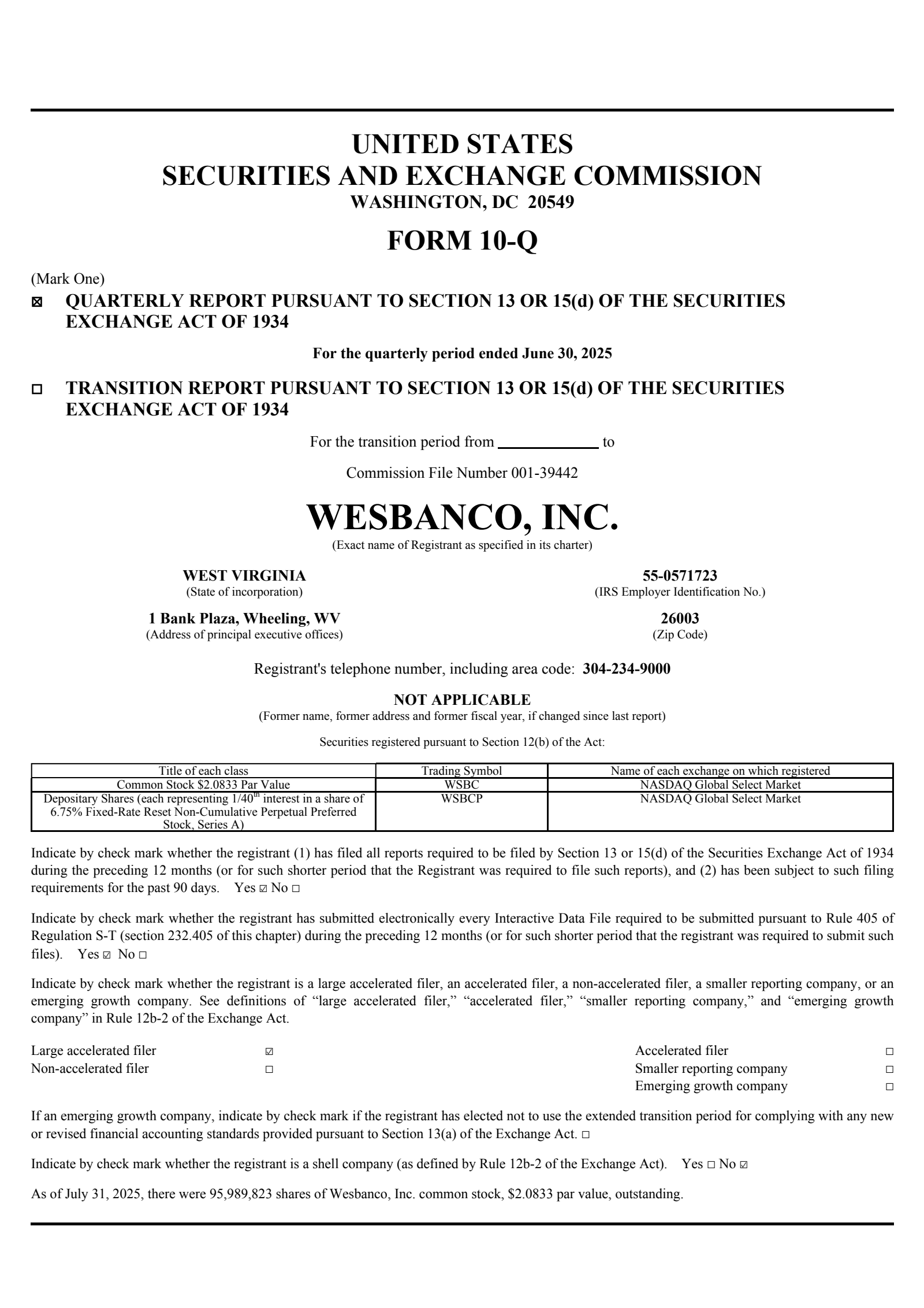 WesBanco's Q2 2025 Quarterly report