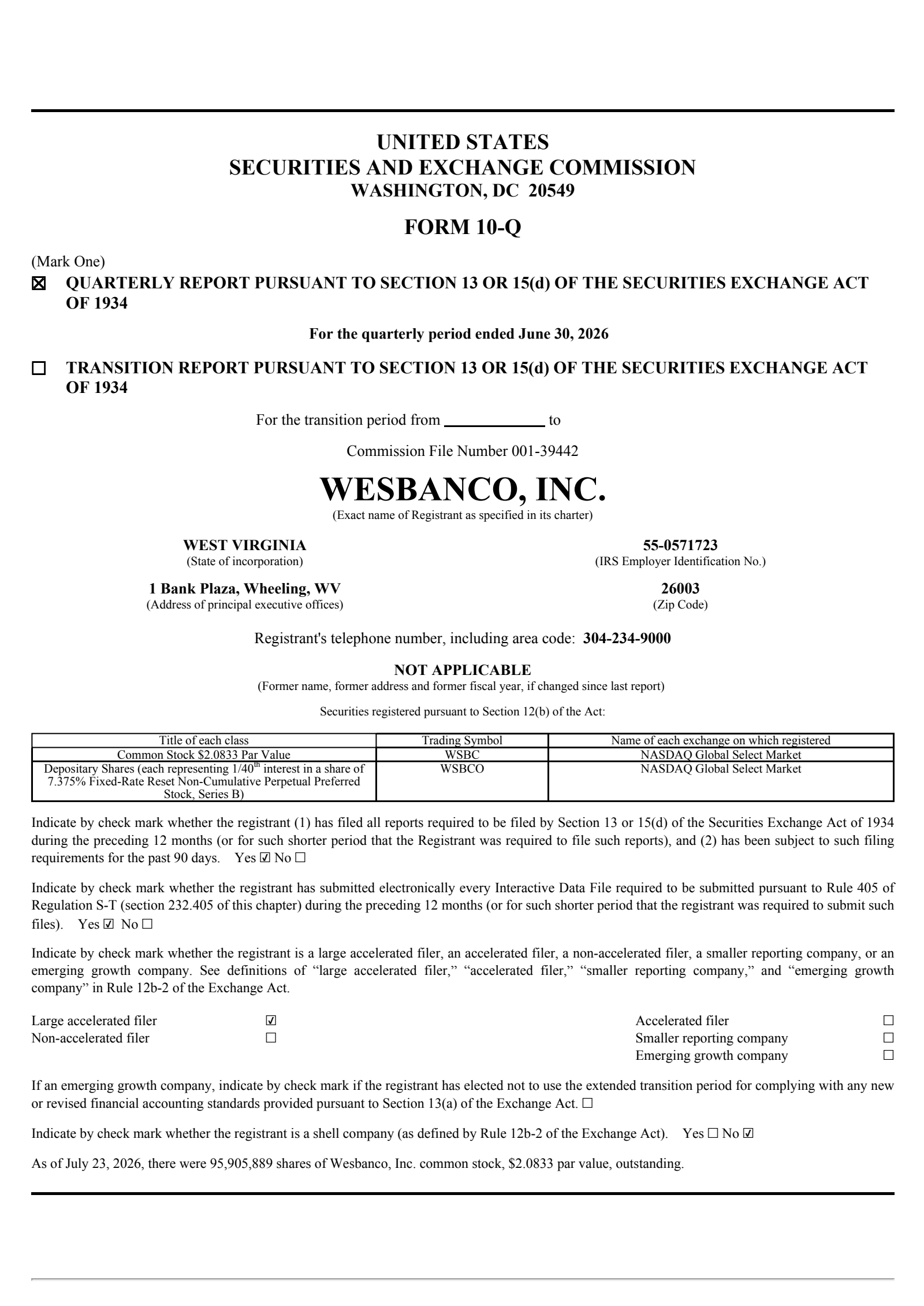 WesBanco's Q2 2026 Quarterly report