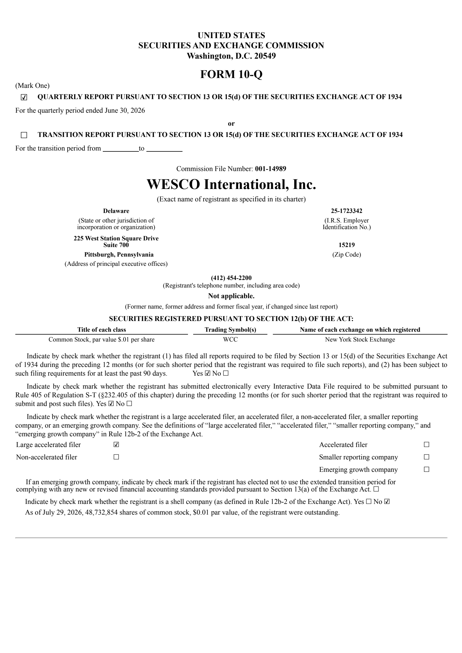 WESCO International's Q2 2026 Quarterly report