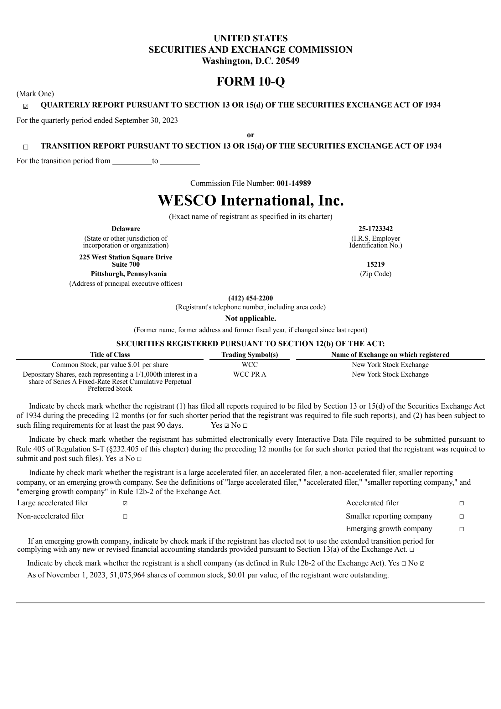 WESCO International's Q3 2023 Quarterly report