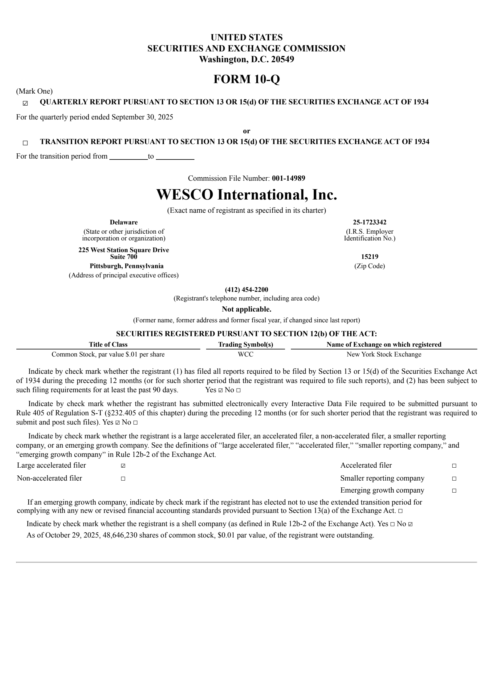 WESCO International's Q3 2025 Quarterly Report