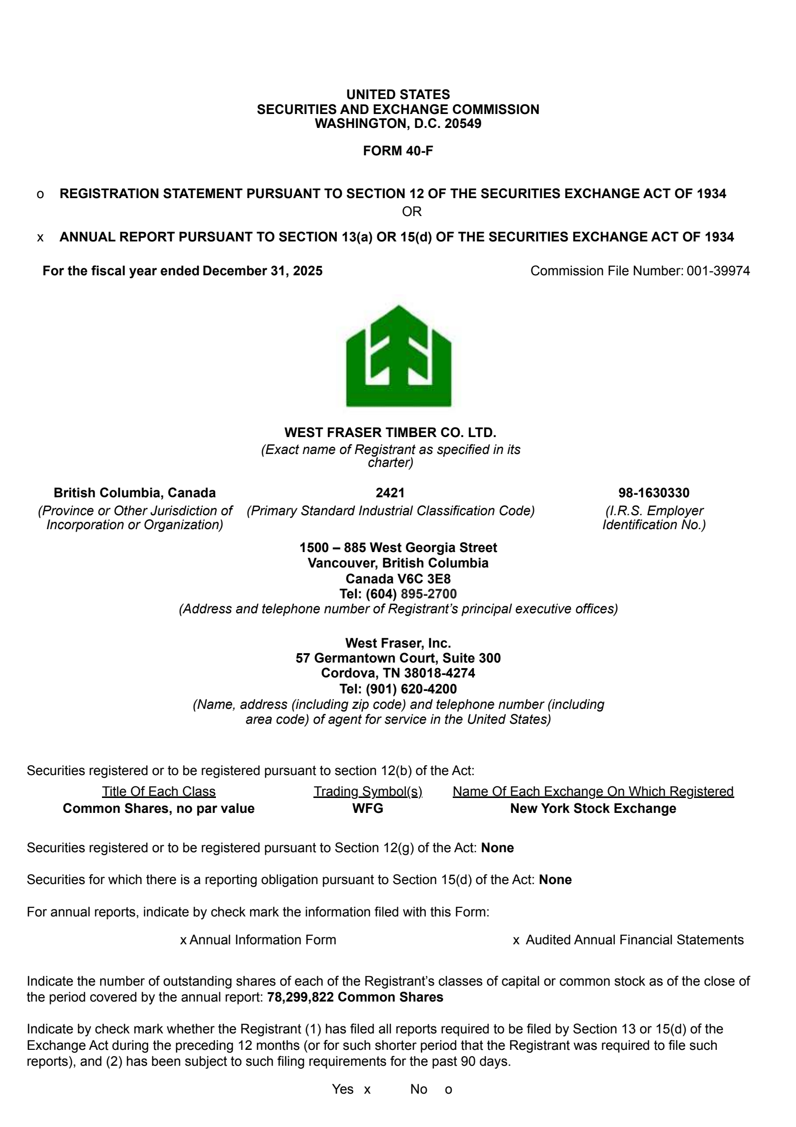 West Fraser Timber's Q4 2025 Annual report