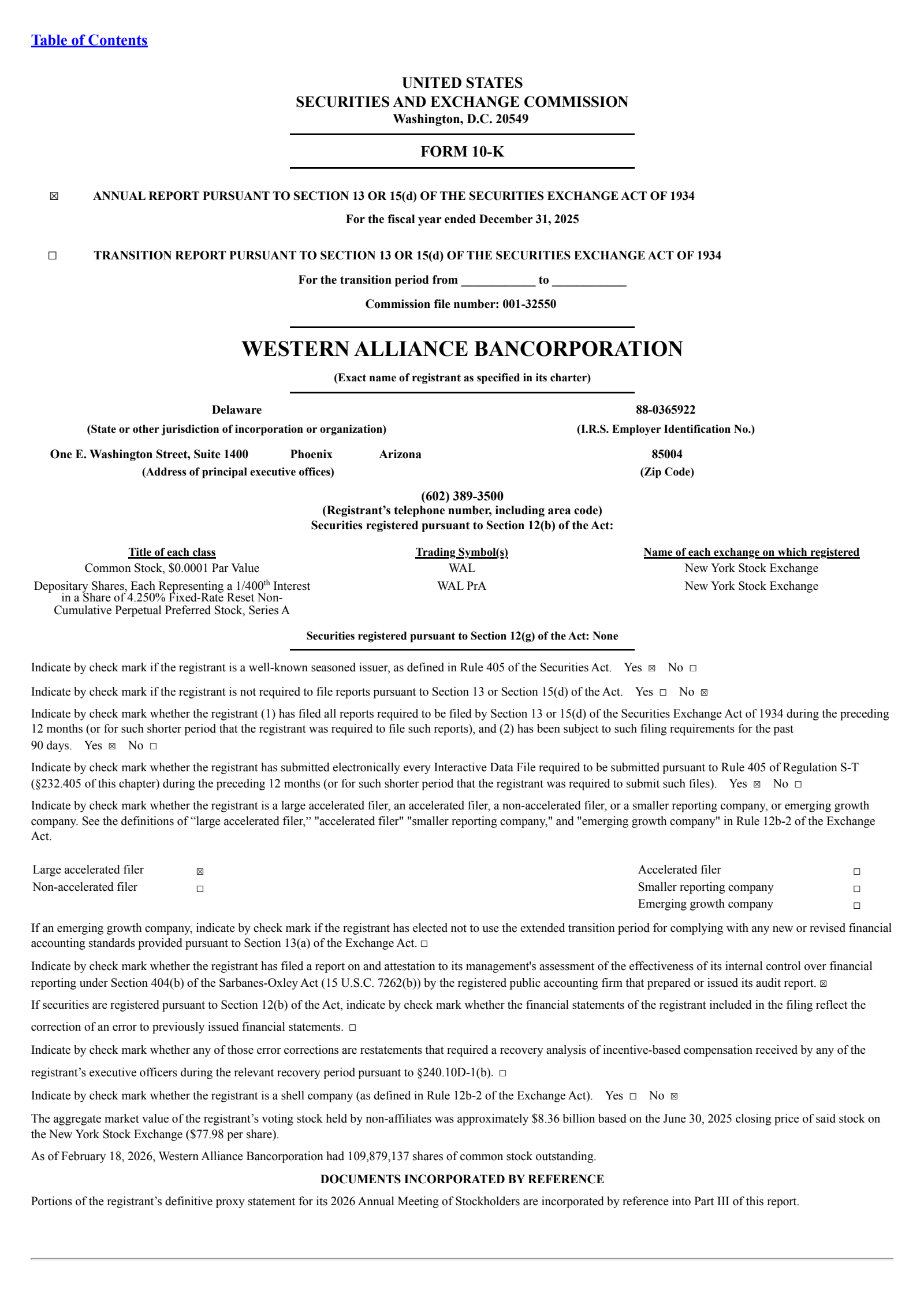 Western Alliance Bancorporation's Q4 2025 Annual report