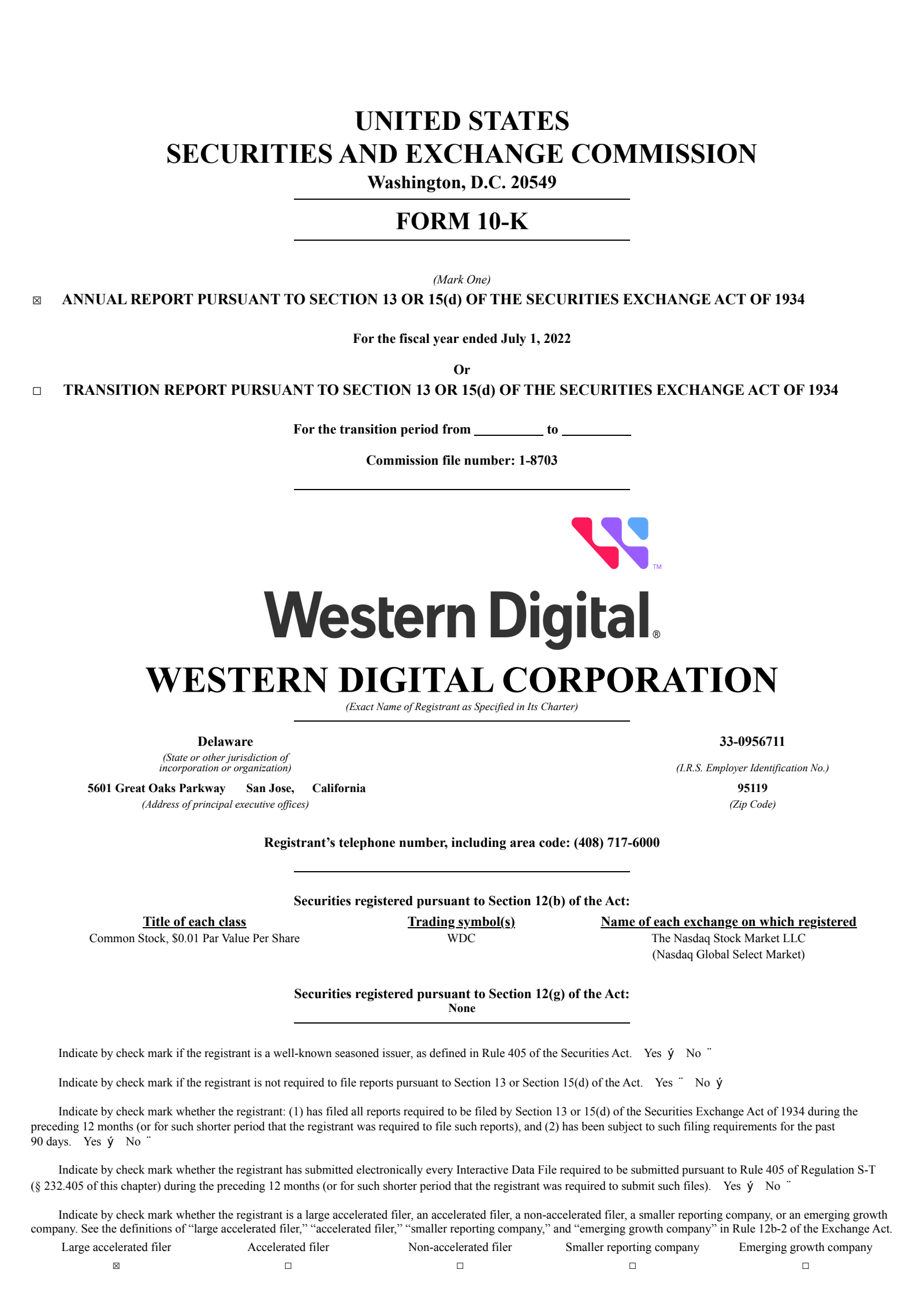 Western Digital's Q4 2022 Annual report