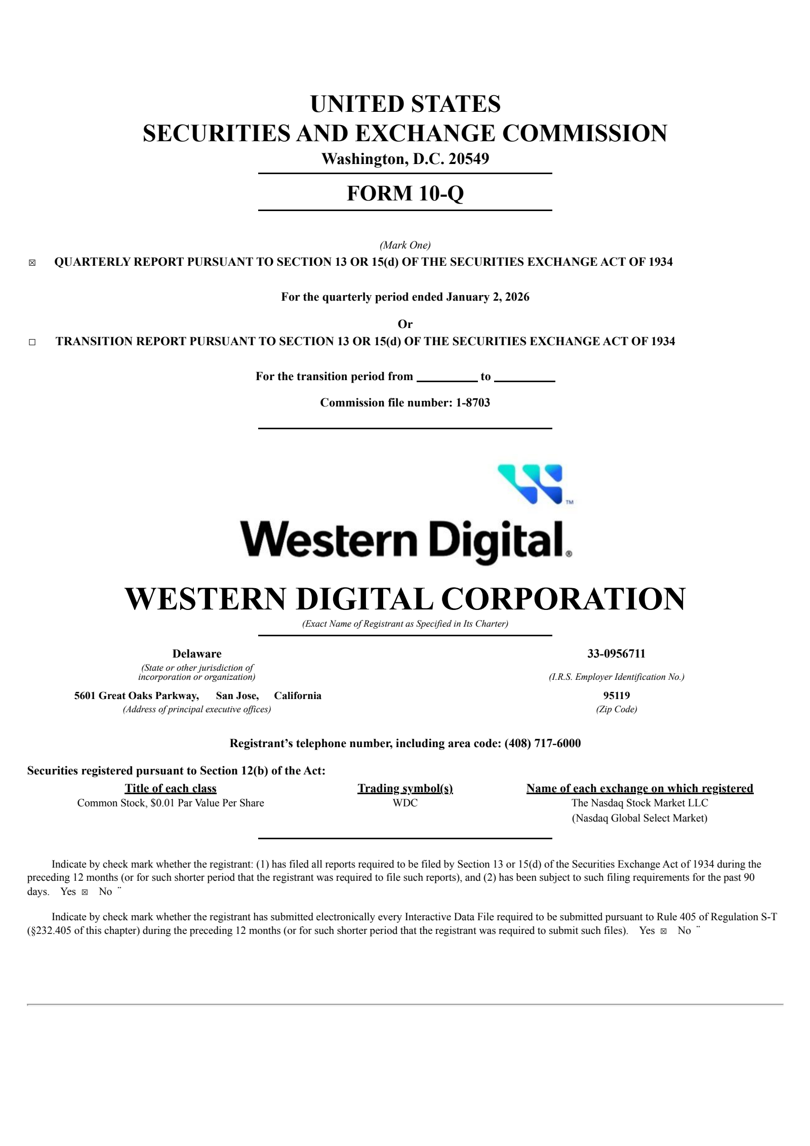 Western Digital's Q2 2026 Quarterly report