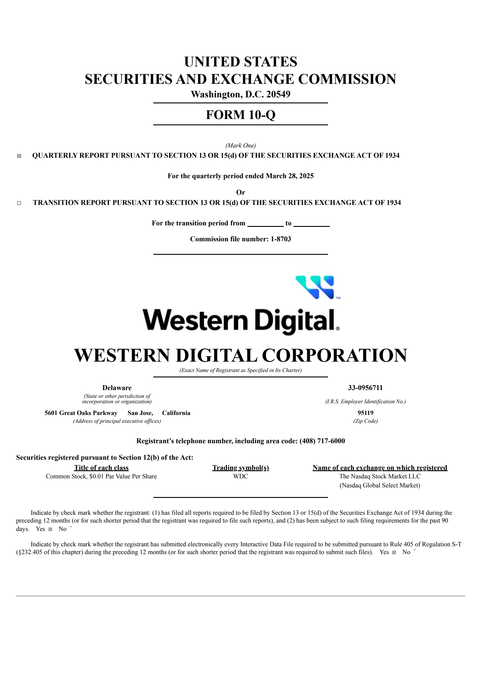 WDC Q3 2025 Earnings Report on 4/7/2025