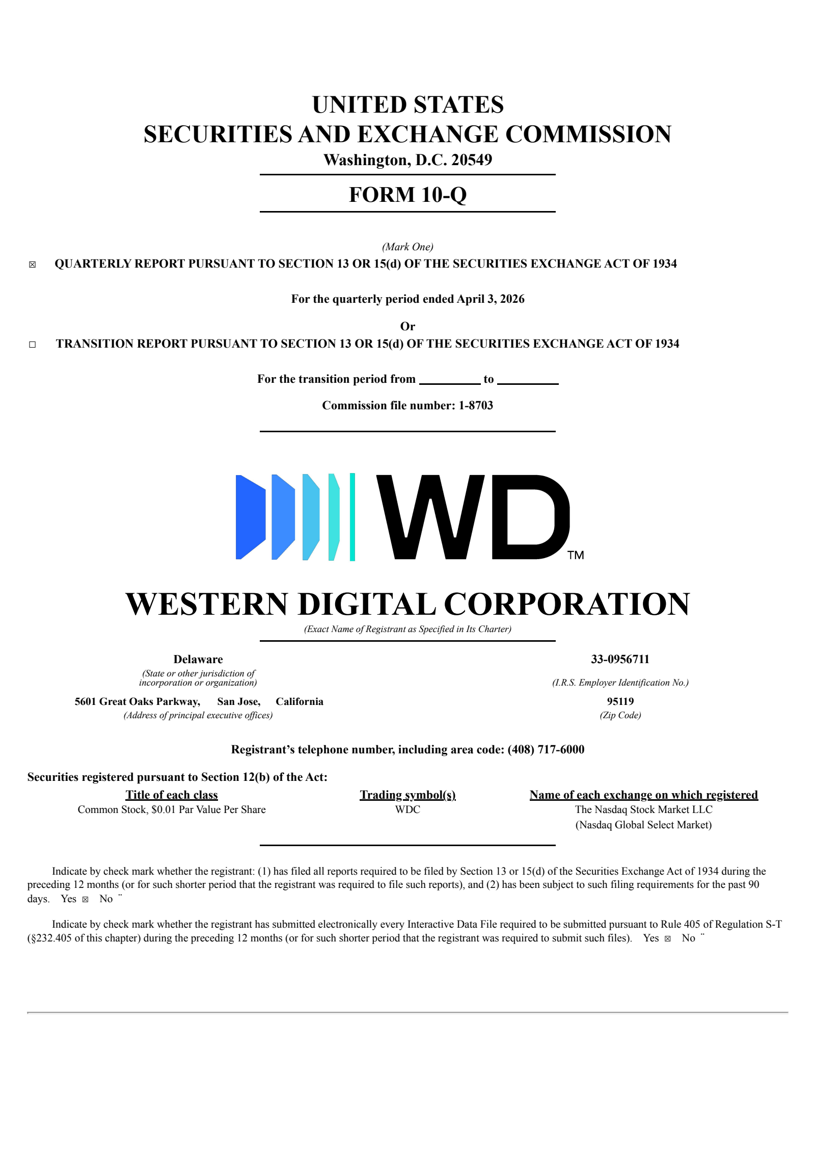 Western Digital's Q3 2026 Quarterly report