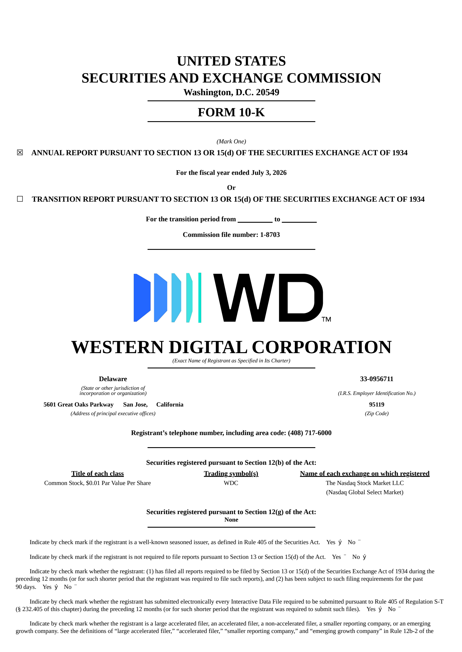 Western Digital's Q4 2026 Annual report