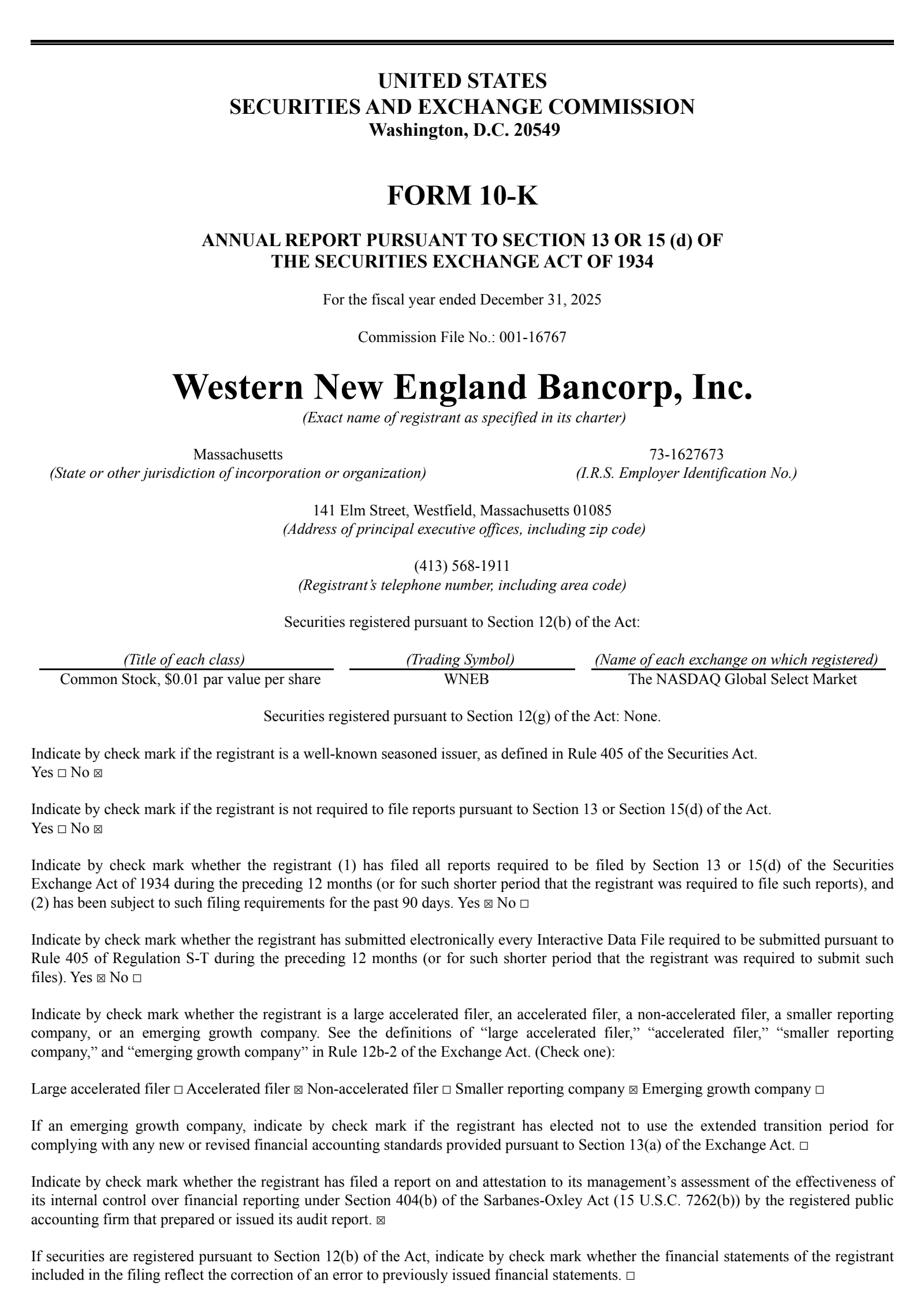 Western New England Bancorp's Q4 2025 Annual report