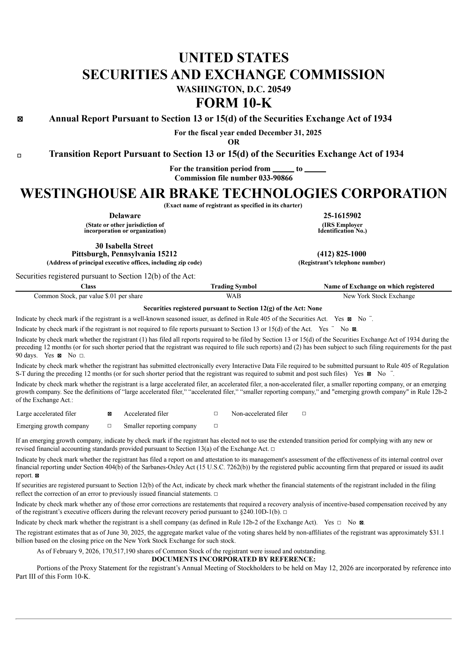 Wabtec's Q4 2025 Annual report