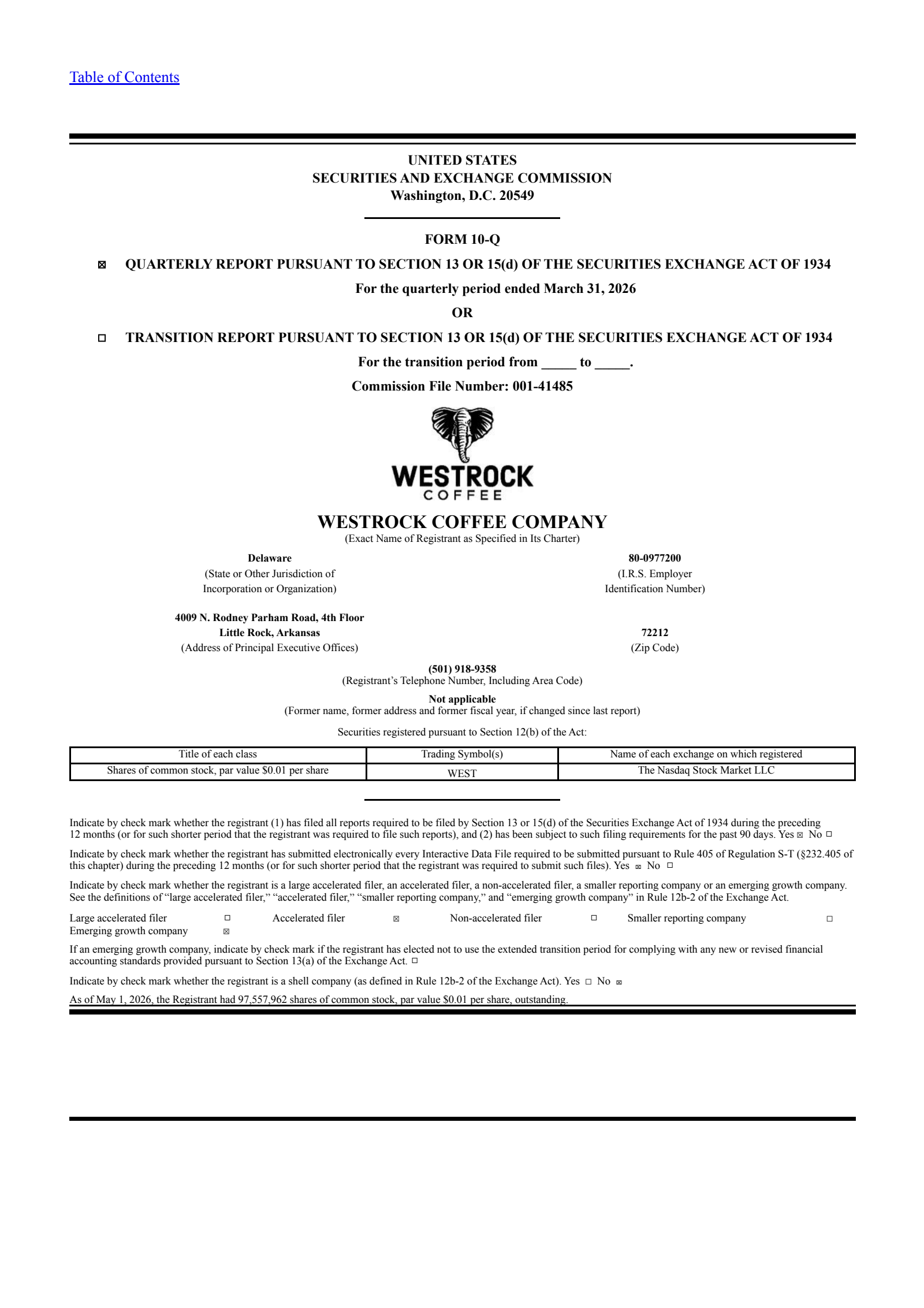 Westrock Coffee's Q1 2026 Quarterly report