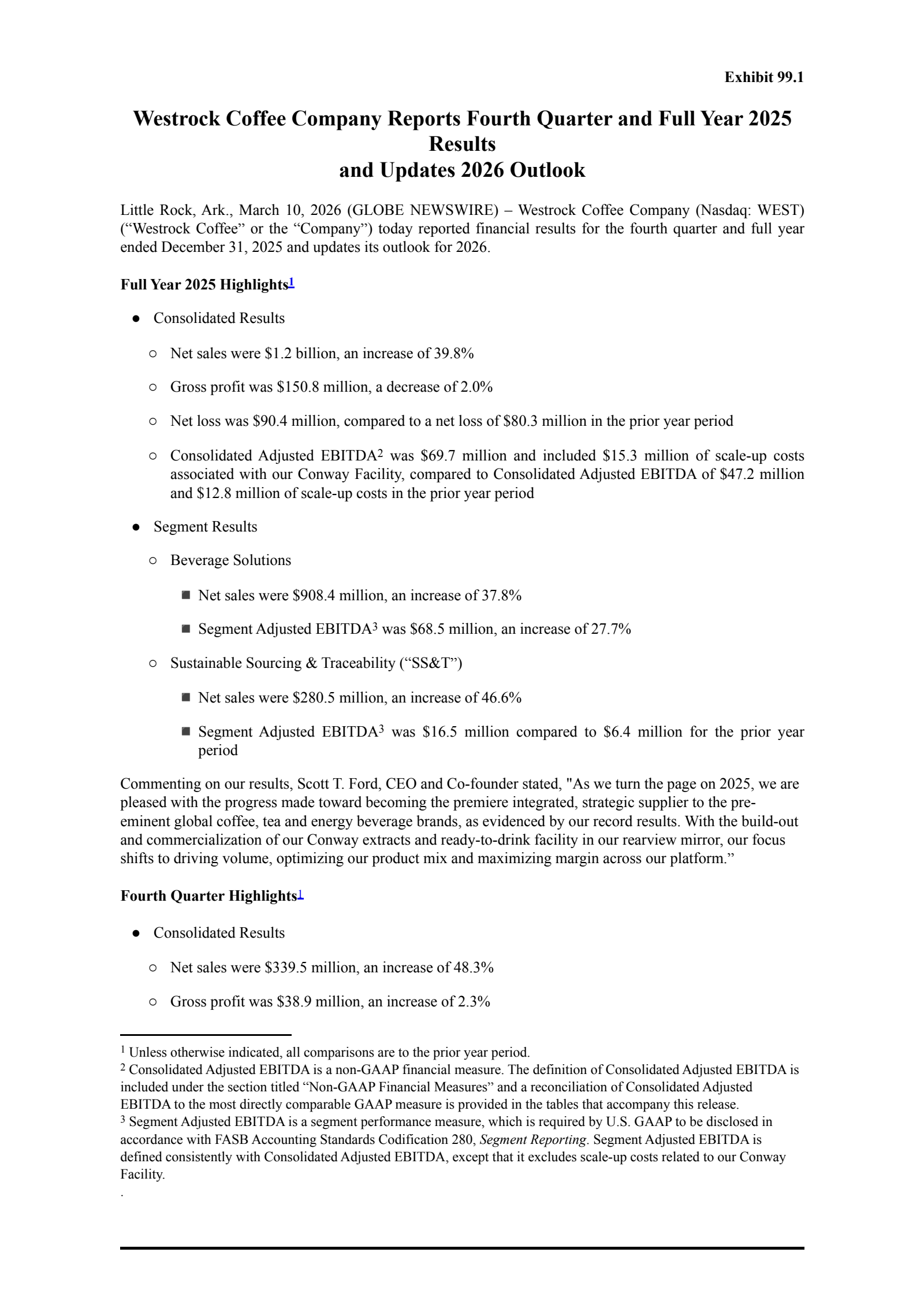 Westrock Coffee's Q4 2025 Press Release