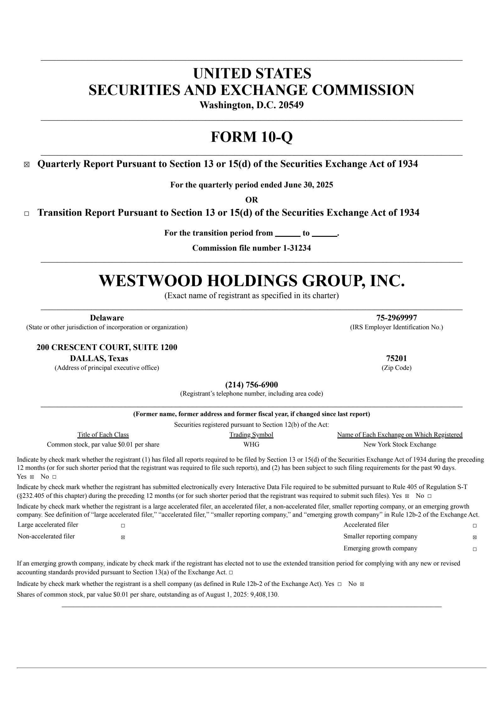 Westwood Holdings Group's Q2 2025 Quarterly report