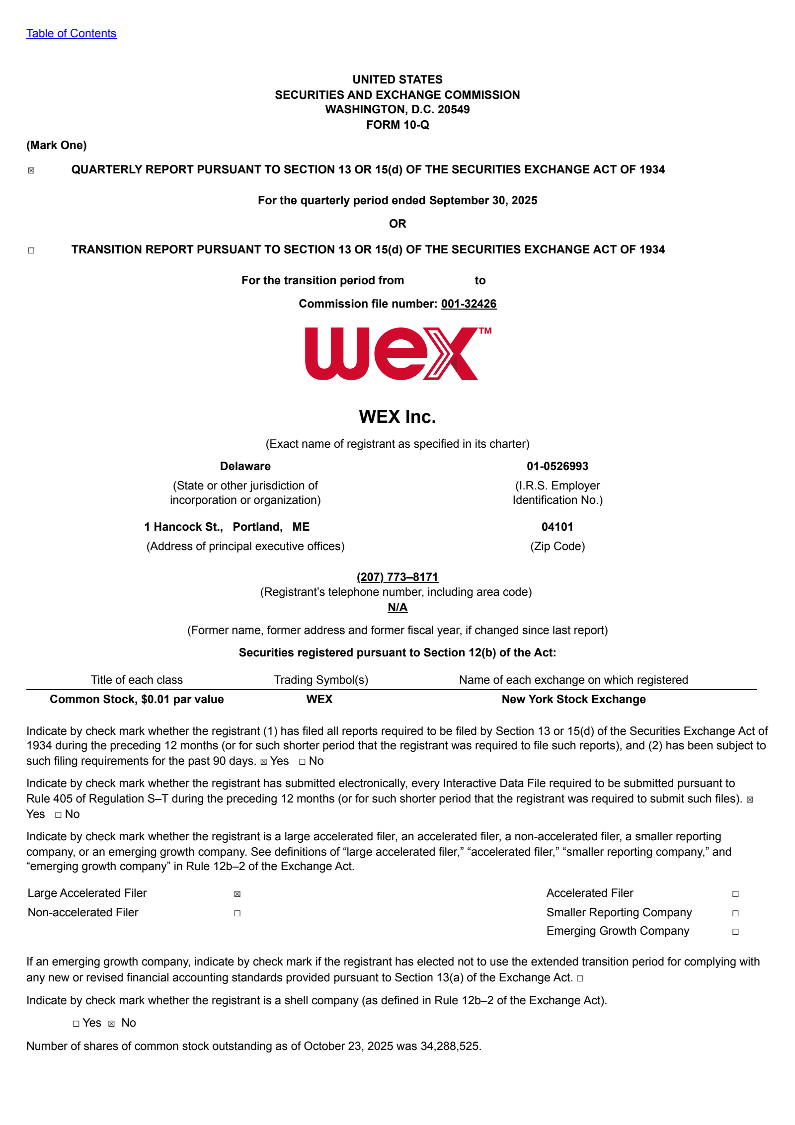 WEX's Q3 2025 Quarterly Report
