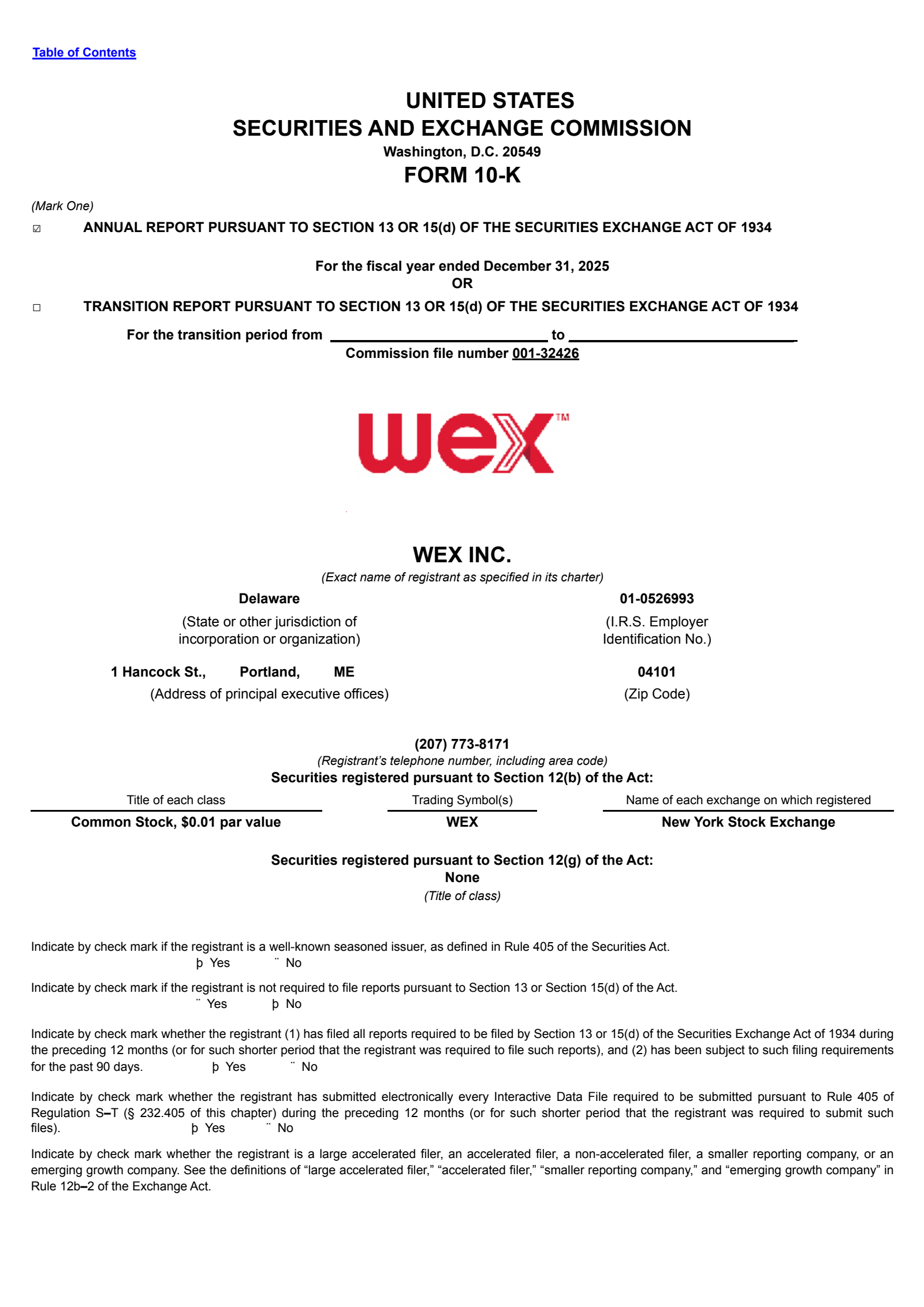 WEX's Q4 2025 Annual report