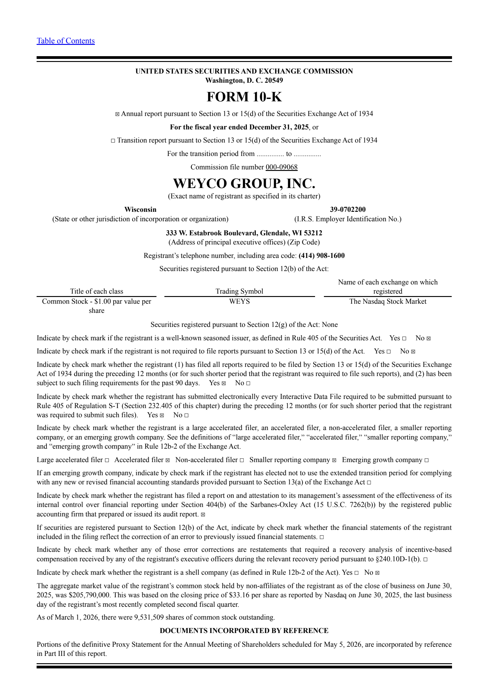 Weyco Group's Q4 2025 Annual report