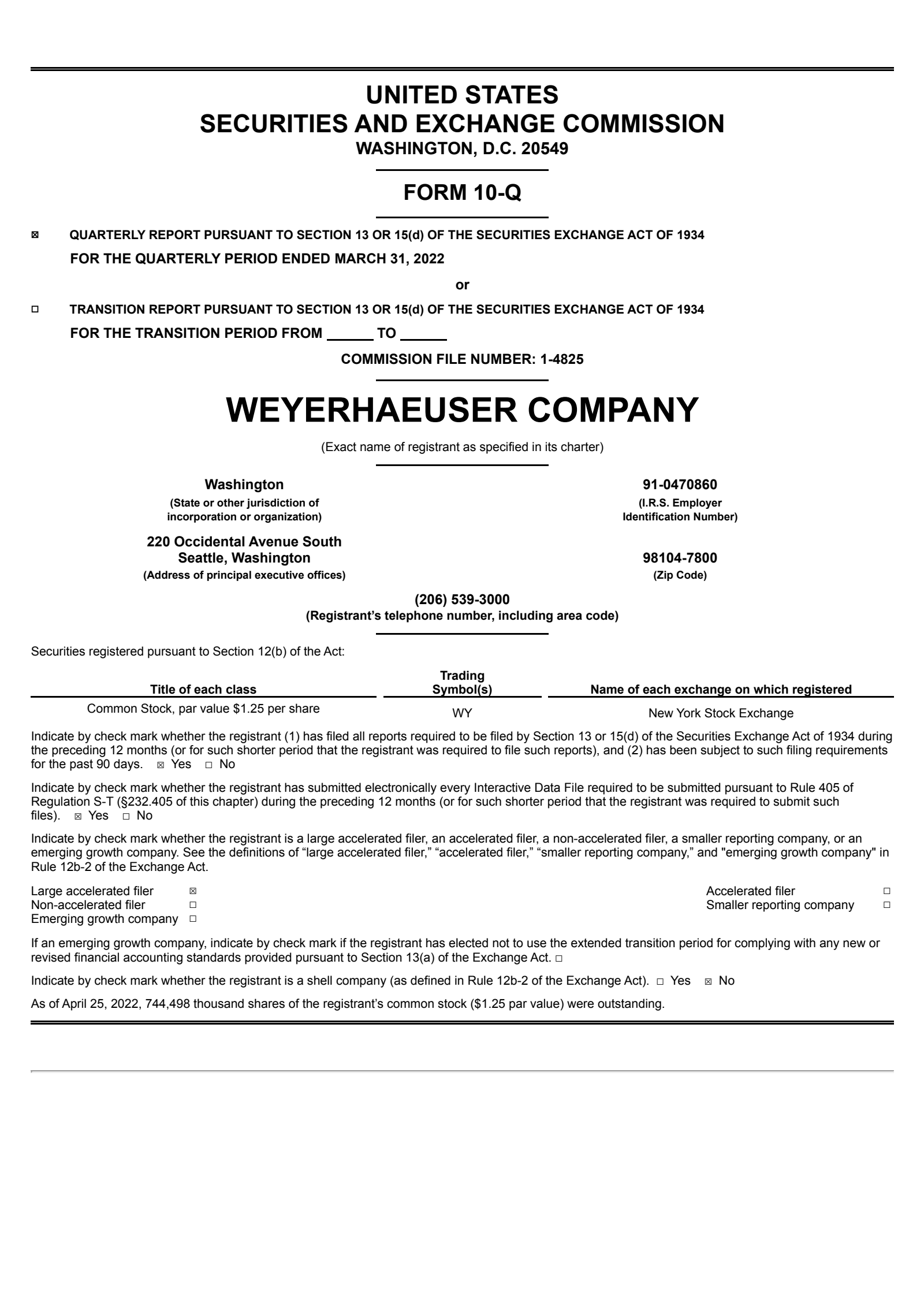 Weyerhaeuser's Q1 2022 Quarterly report