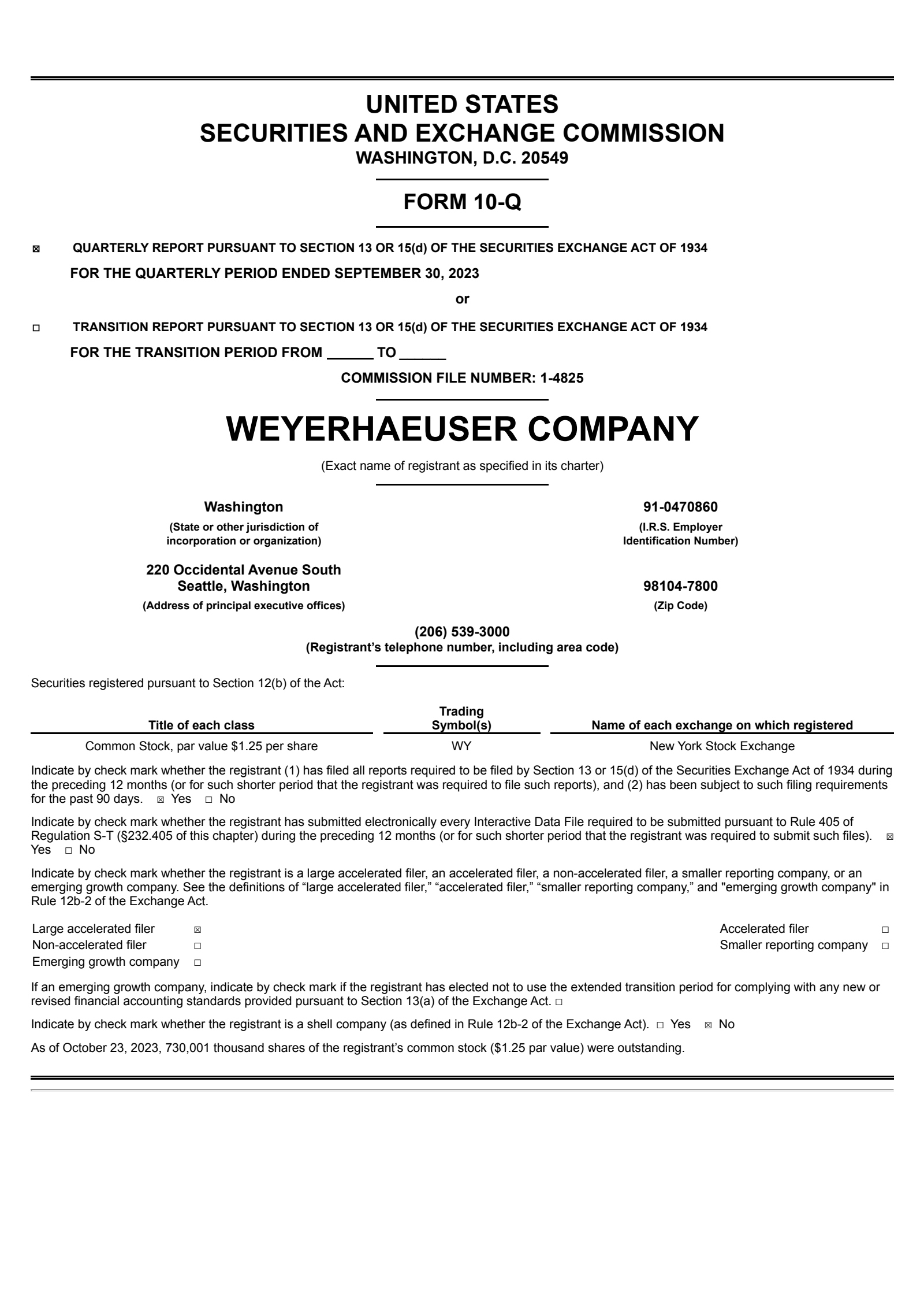 Weyerhaeuser's Q3 2023 Quarterly report