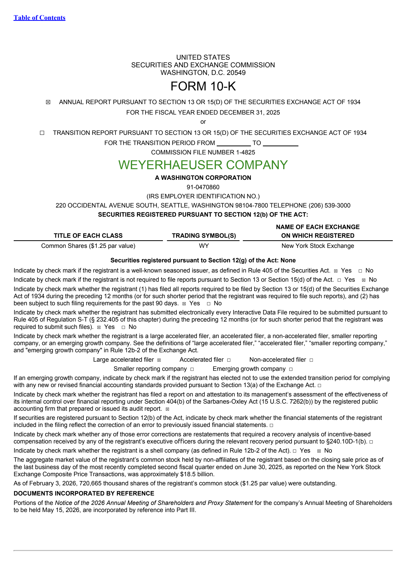Weyerhaeuser's Q4 2025 Annual report